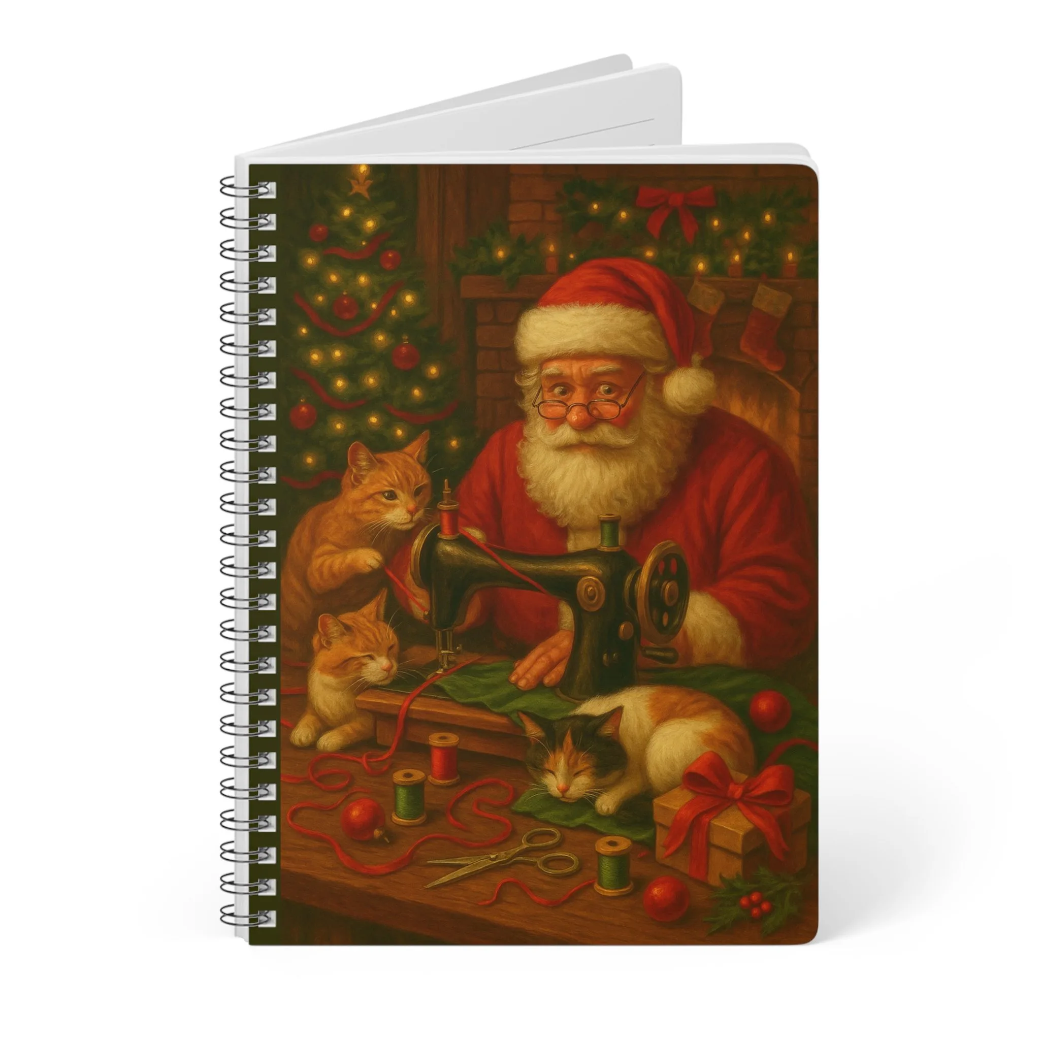 Santa with Cats Sewing Journal - Christmas Notebook Gift for Quilters and Sewing Lovers - Image 3
