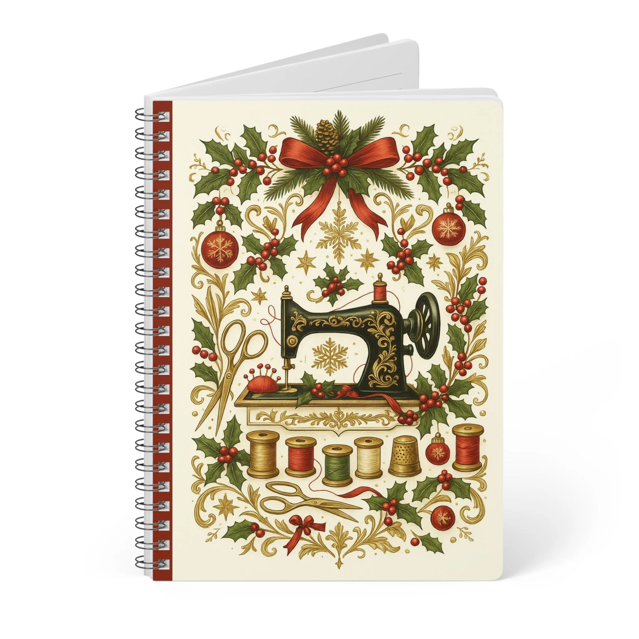 Classic Christmas Sewing Machine Journal - Festive Notebook Gift for Quilters and Sewing Lovers - Image 3
