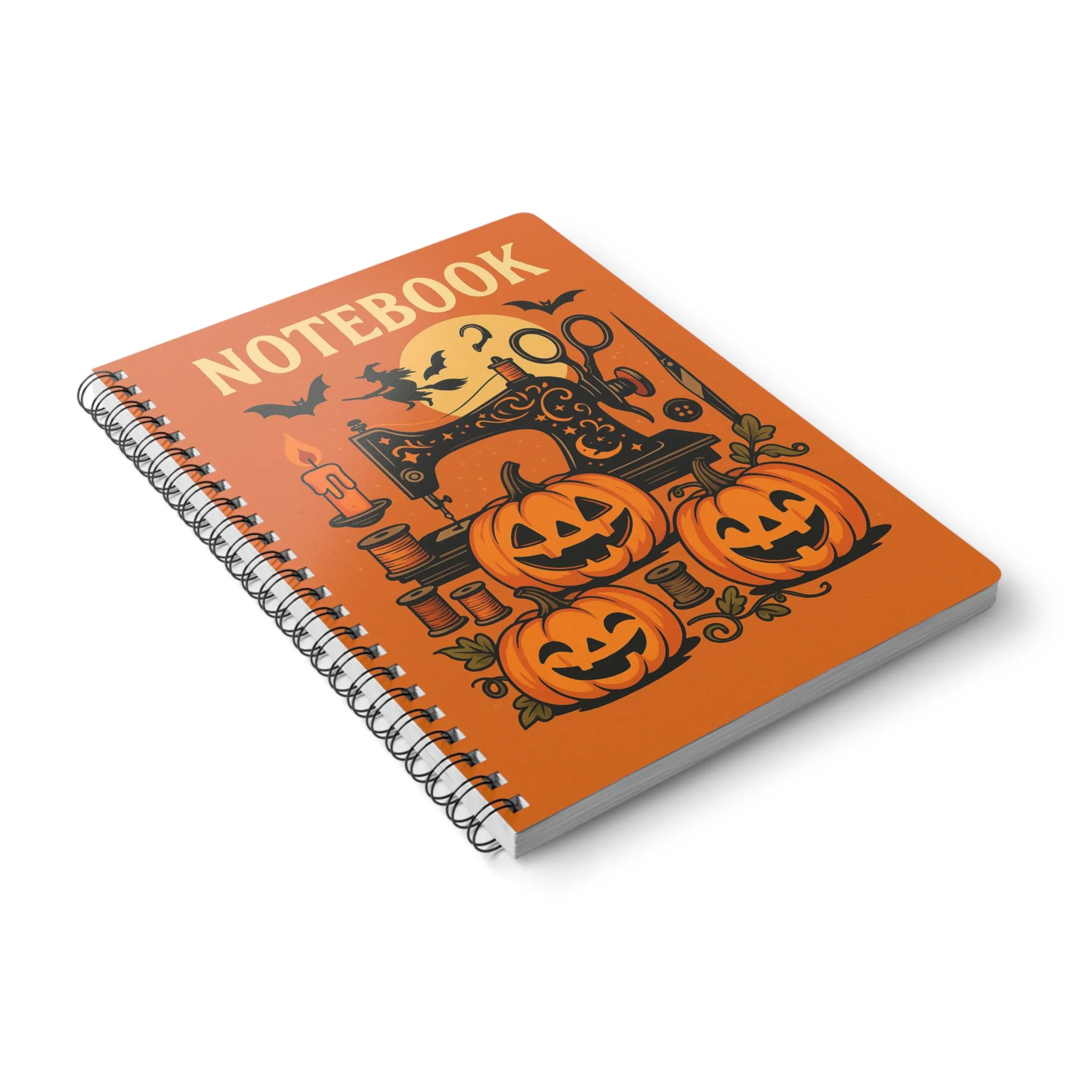 Funny Sewing Journal - Halloween Sewing Machine and Pumpkin Design Notebook - Gift for Quilters - Image 4