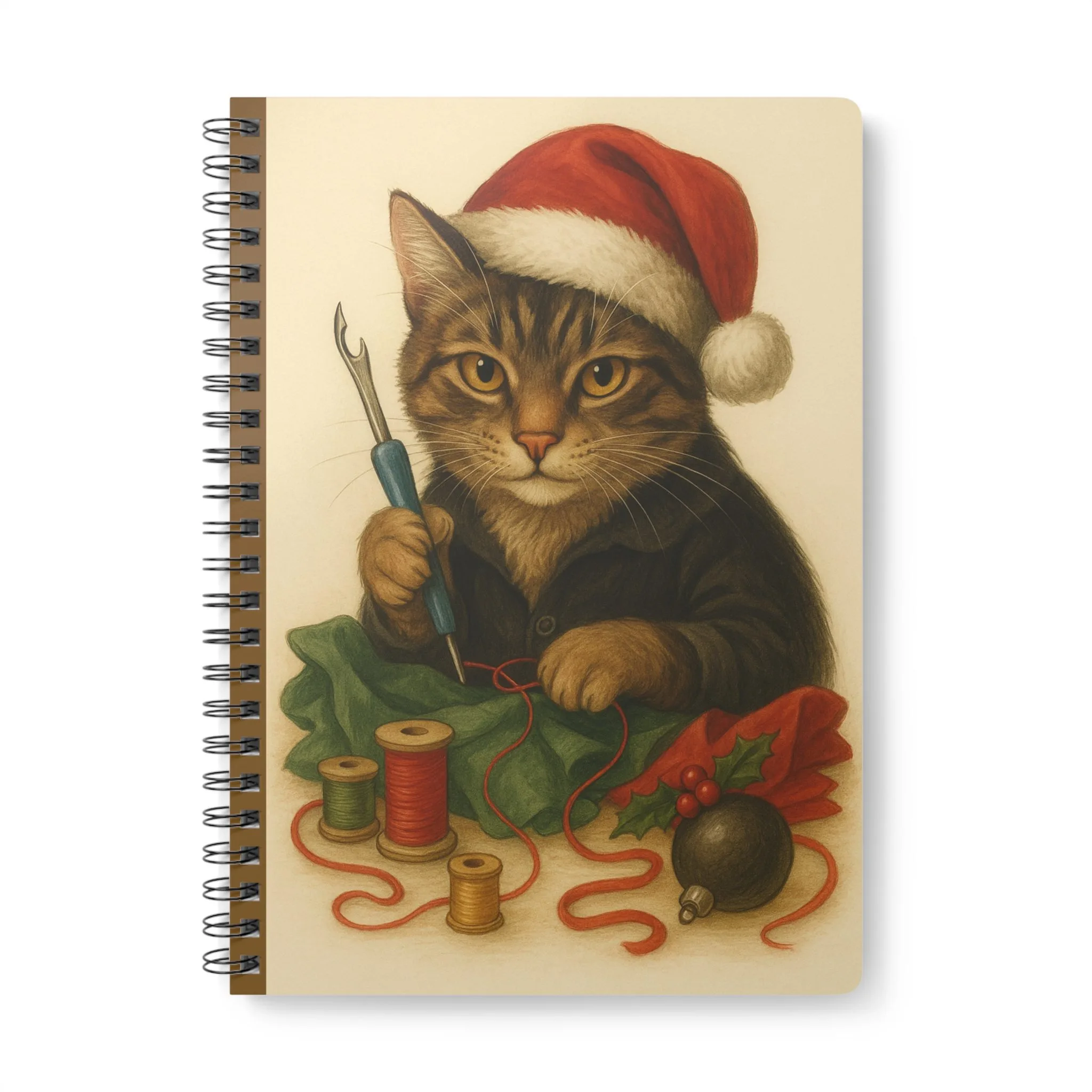 Christmas Cat with Seam Ripper – Christmas Sewing Notebook by T Larkin