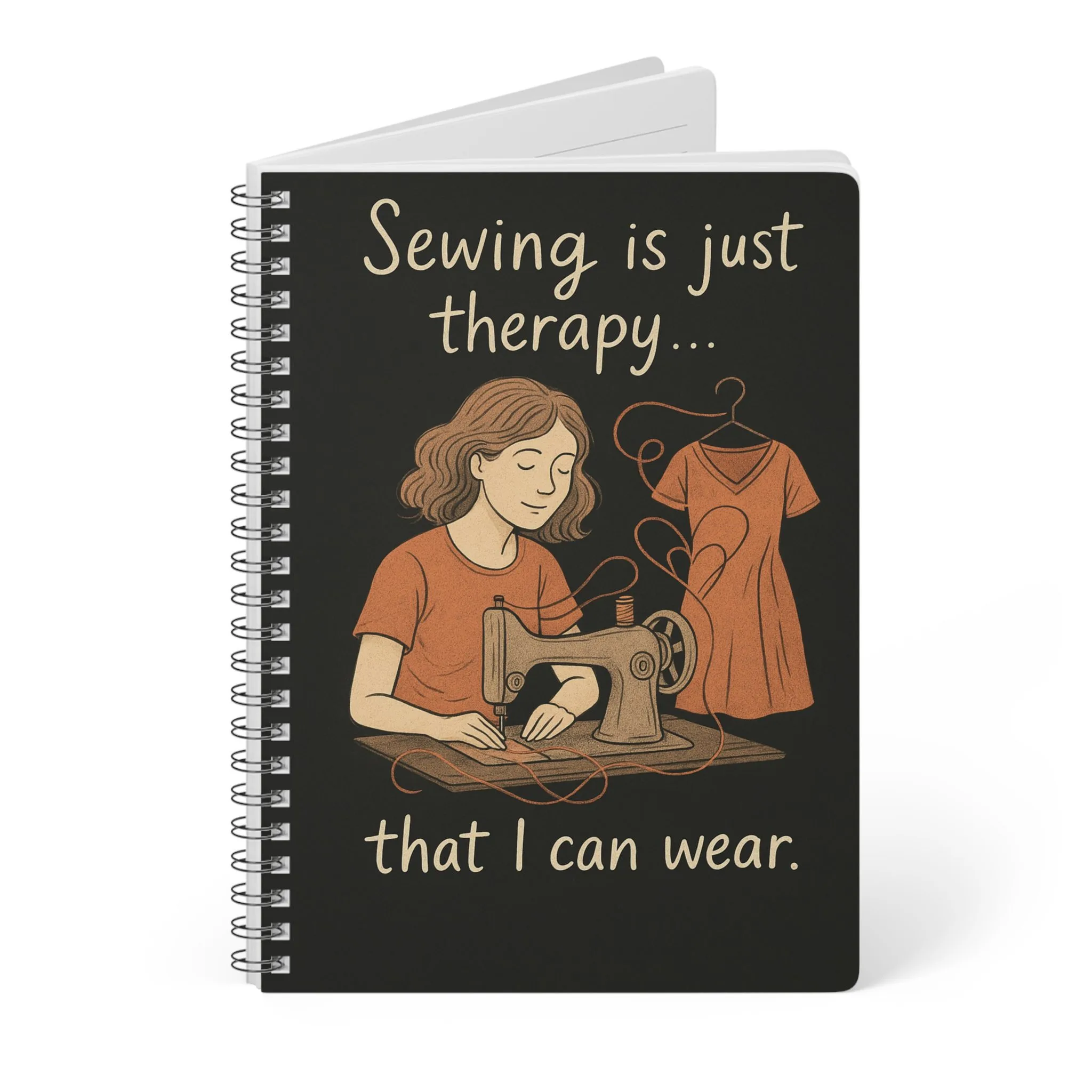 Funny Sewing Journal - Sewing Is Just Therapy That I Can Wear Notebook Gift for Quilters and Sewing Lovers - Image 3