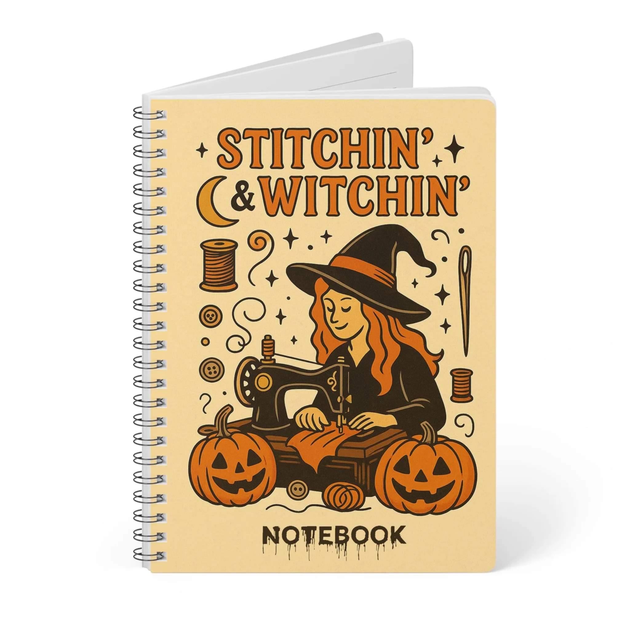 Funny Sewing Journal - Stitchin' and Witchin' Halloween Notebook - Gift for Quilters and Sewing Lovers - Image 3