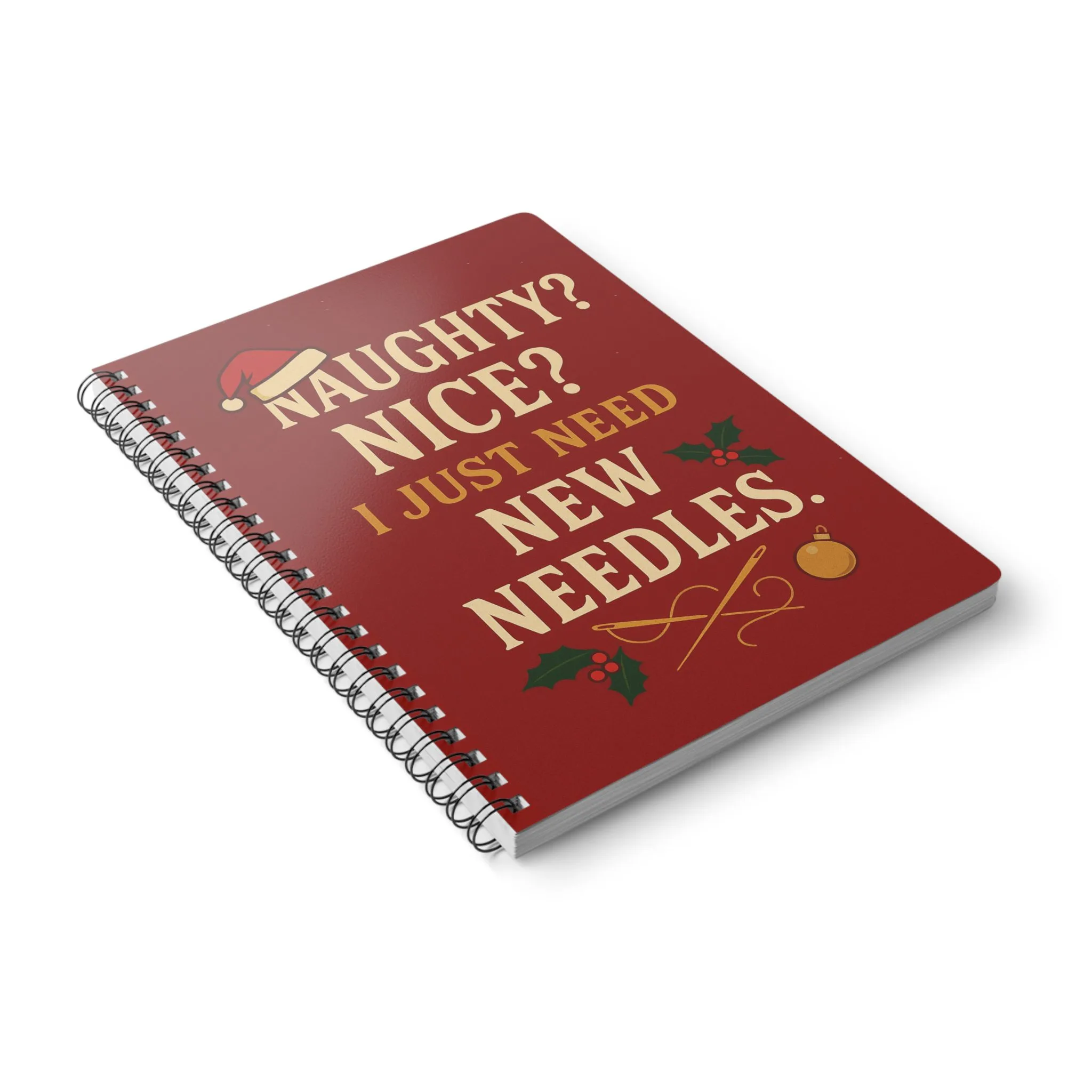 Funny Sewing Journal - Naughty or Nice I Just Need New Needles Christmas Notebook Gift for Quilters - Image 4