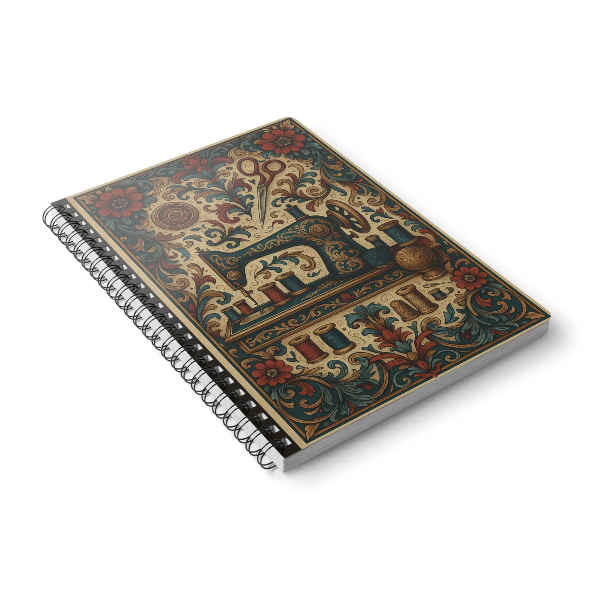 Sewing Journal - Ornate Quilting Notebook - Vintage Seamstress Gift - Decorative Sewing Machine Design - Image 4