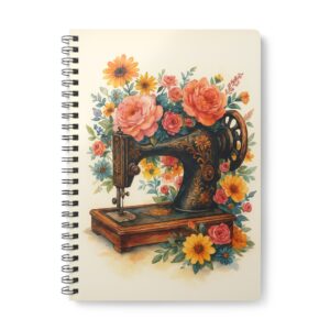 Vintage Sewing Machine with Floral Design – Vintage Sewing Notebook by T Larkin