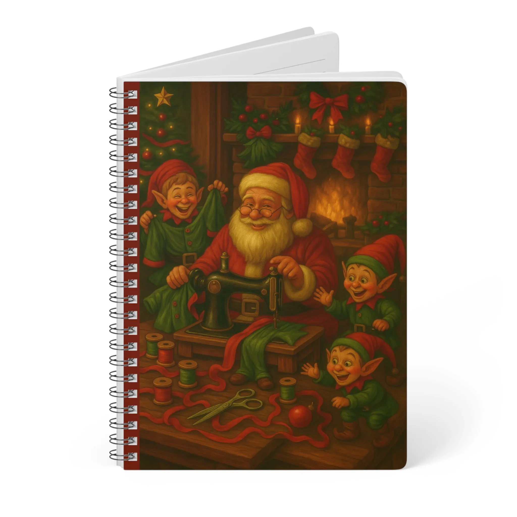 Funny Sewing Journal - Santa Sewing with Elves Christmas Notebook Gift for Quilters and Sewing Lovers - Image 3
