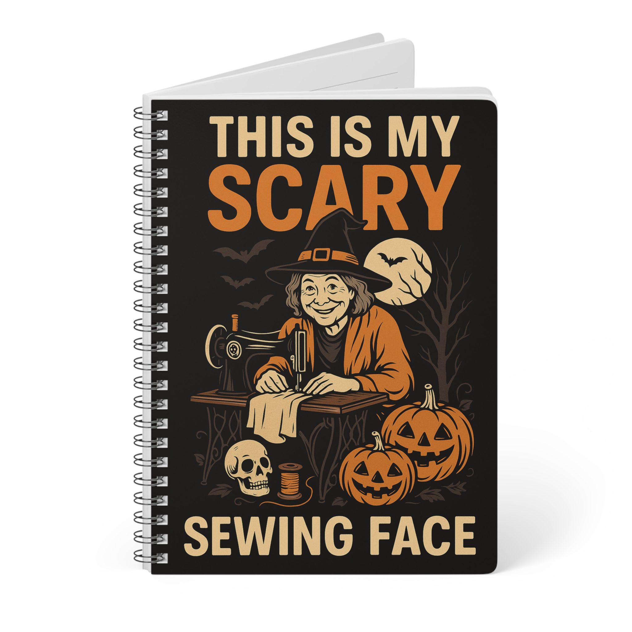 Funny Sewing Journal - This Is My Scary Sewing Face Halloween Notebook - Gift for Quilters and Sewing Lovers - Image 3