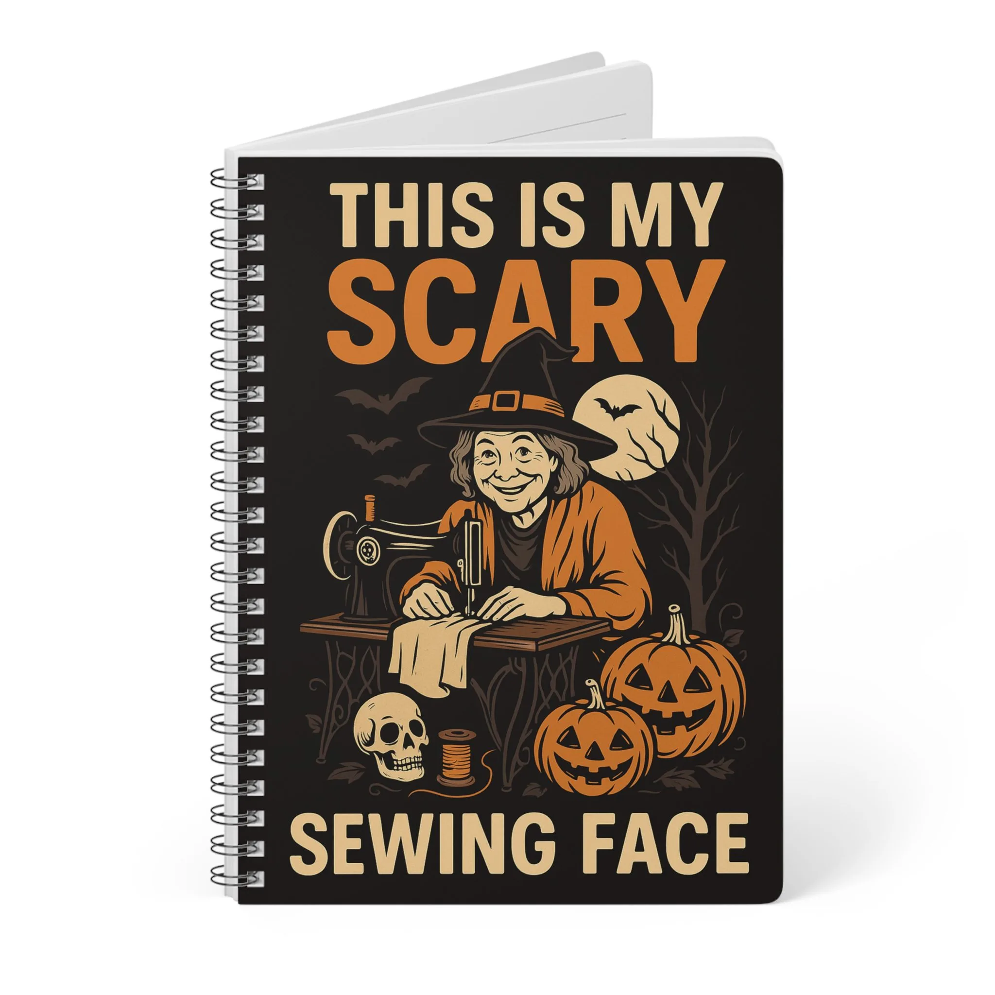Funny Sewing Journal - This Is My Scary Sewing Face Halloween Notebook - Gift for Quilters and Sewing Lovers - Image 3