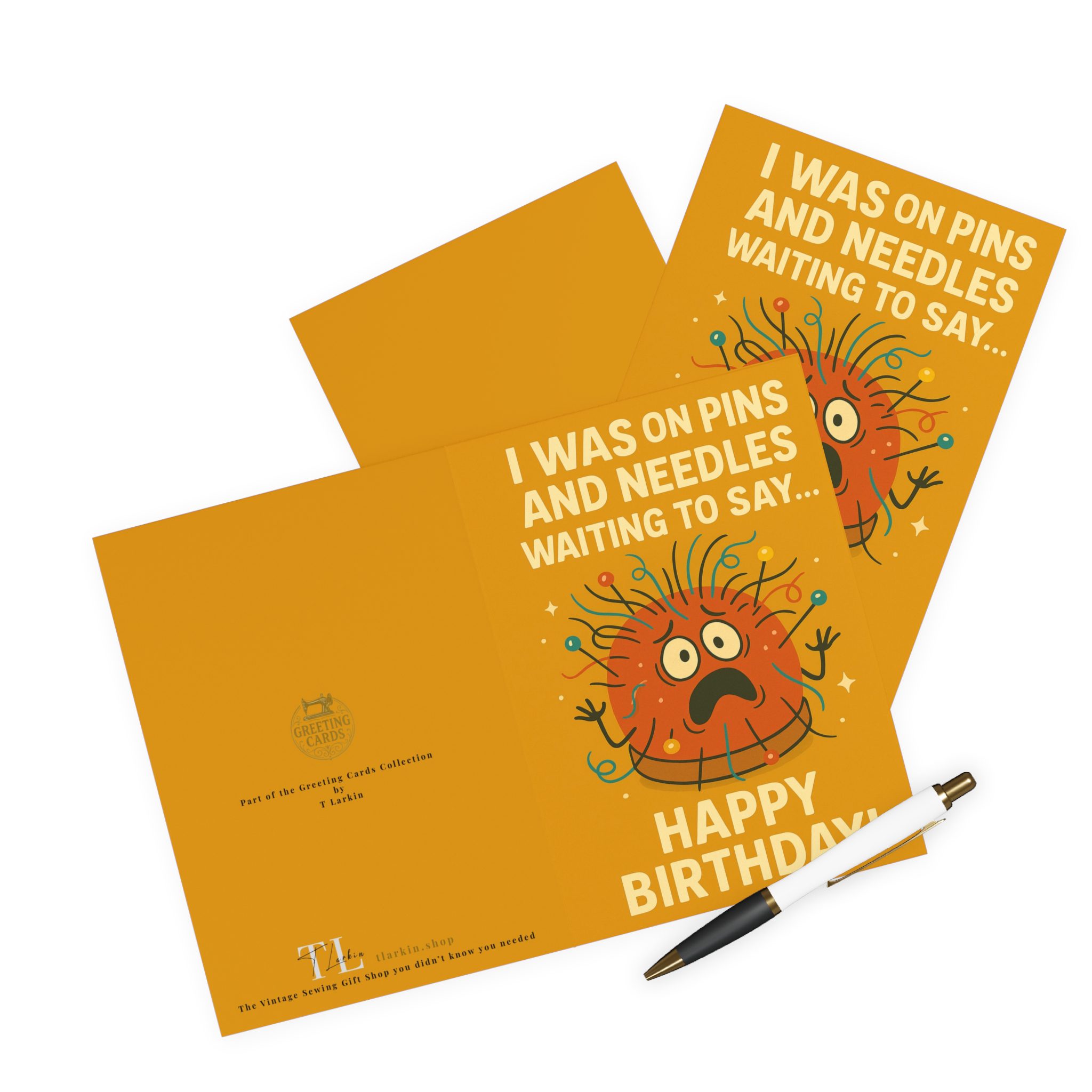 Sewing Birthday Card – “I Was on Pins and Needles Waiting to Say… Happy Birthday!” Funny Sewing Card (Pack of 5) - Image 3