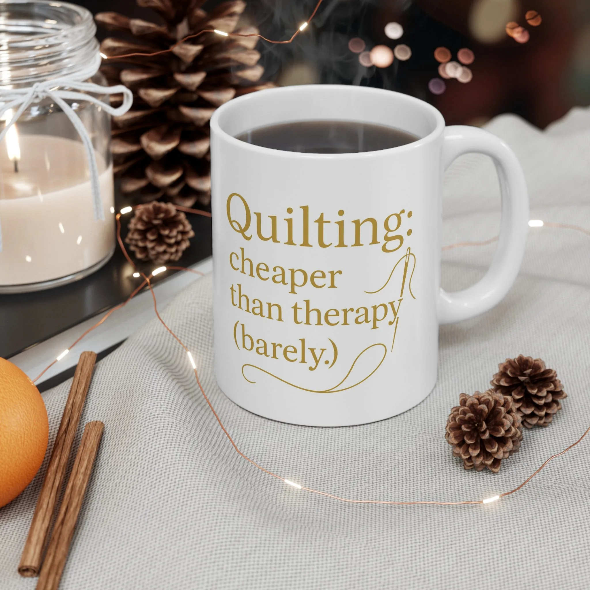 Sewing Mug – Quilting: Cheaper Than Therapy (Barely), Funny Gift for Quilters & Sewing Lovers - Image 3
