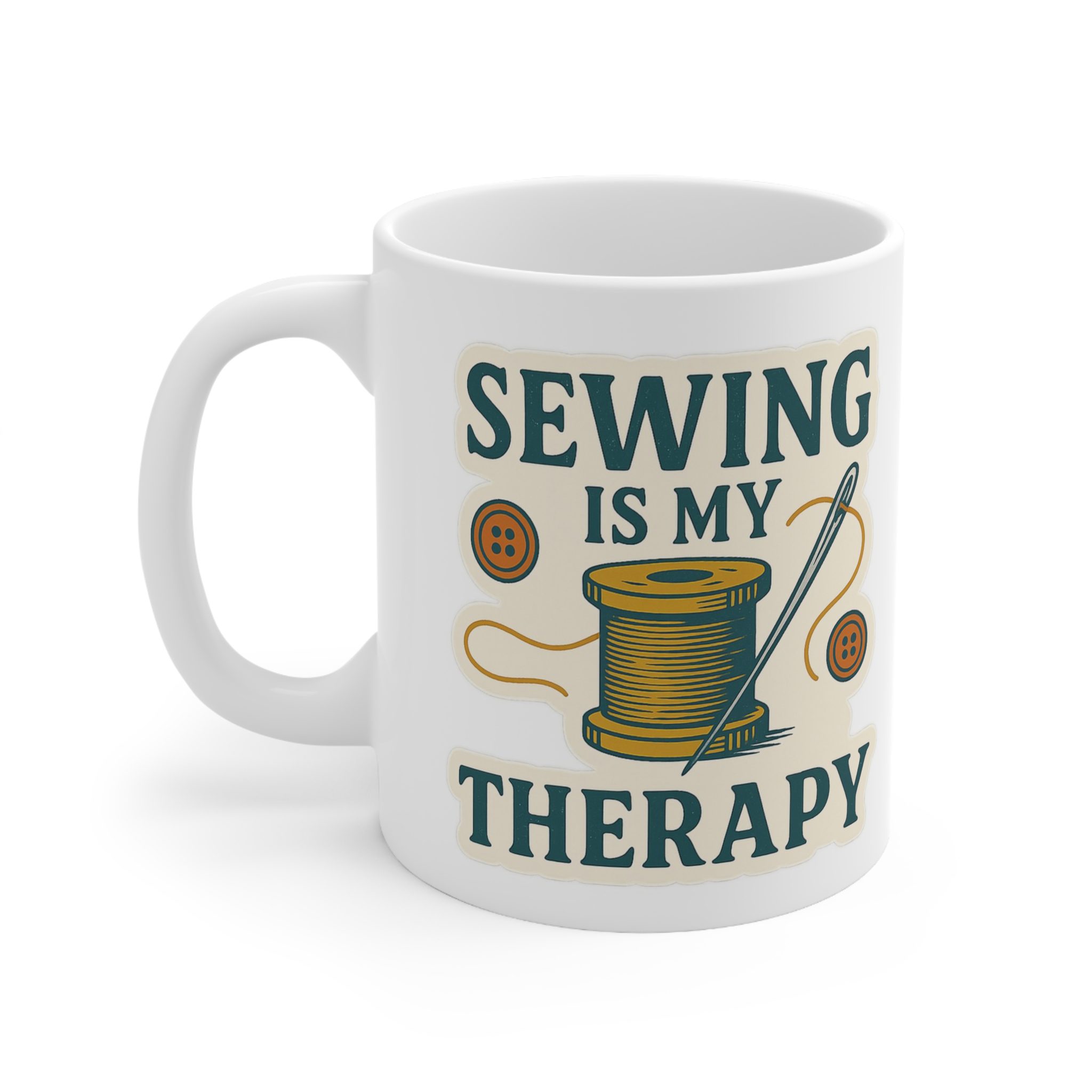 Sewing Mug – Sewing Is My Therapy, Funny Gift for Quilters & Sewing Lovers - Image 2