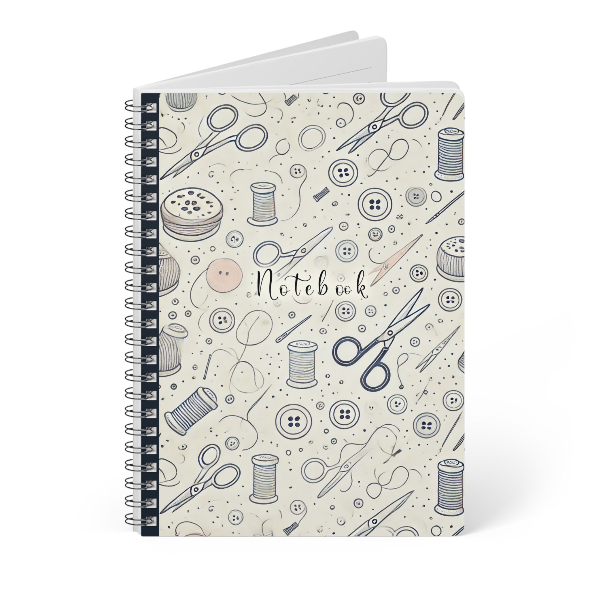 Sewing Journal - Quilter Notebook - Gift for Sewists - Minimal Sewing Tools Pattern - Image 3