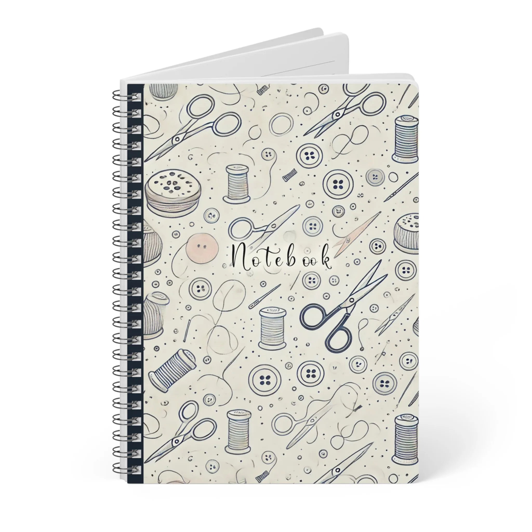 Sewing Journal - Quilter Notebook - Gift for Sewists - Minimal Sewing Tools Pattern - Image 3