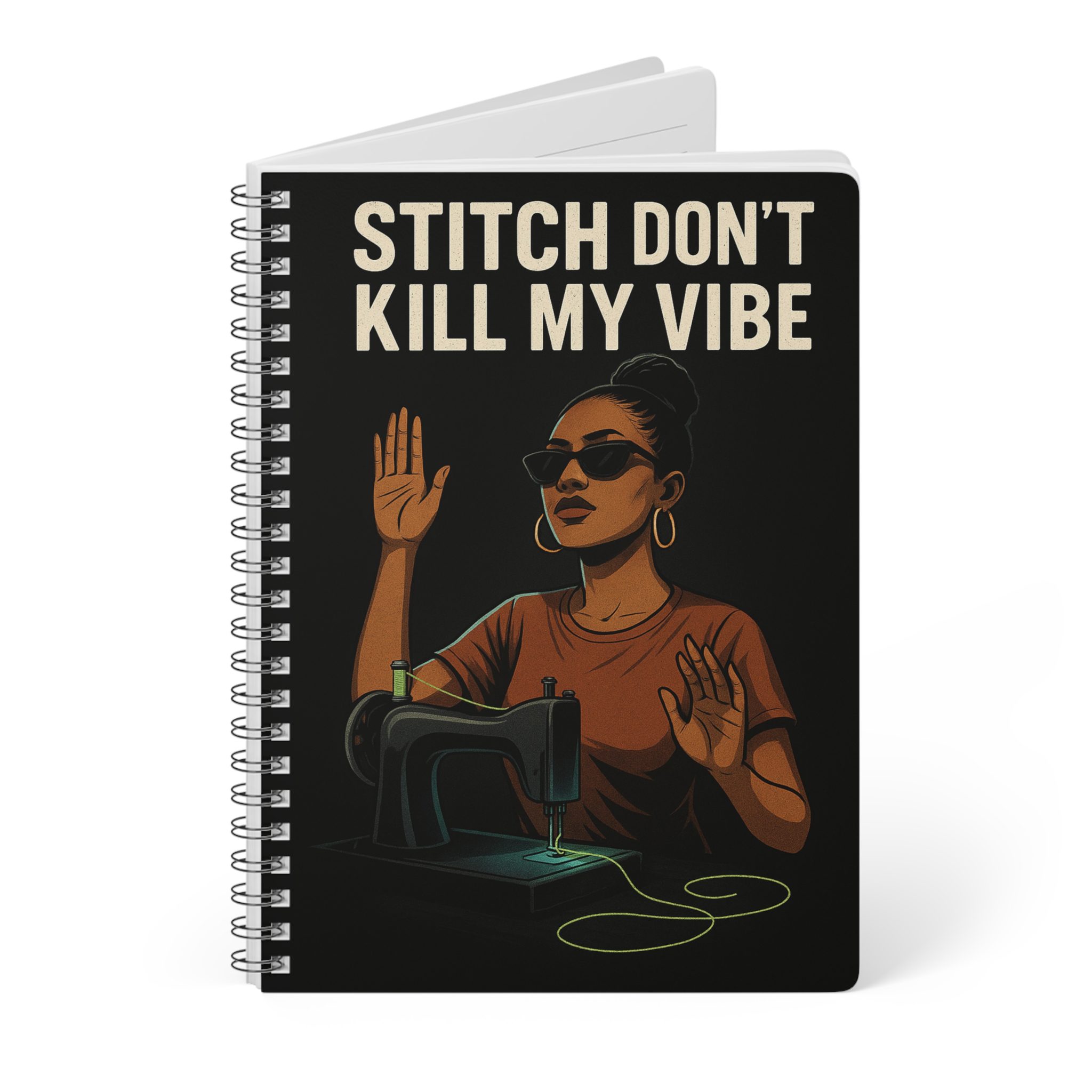 Funny Sewing Journal - Stitch Don't Kill My Vibe Notebook Gift for Quilters and Sewing Lovers - Image 3