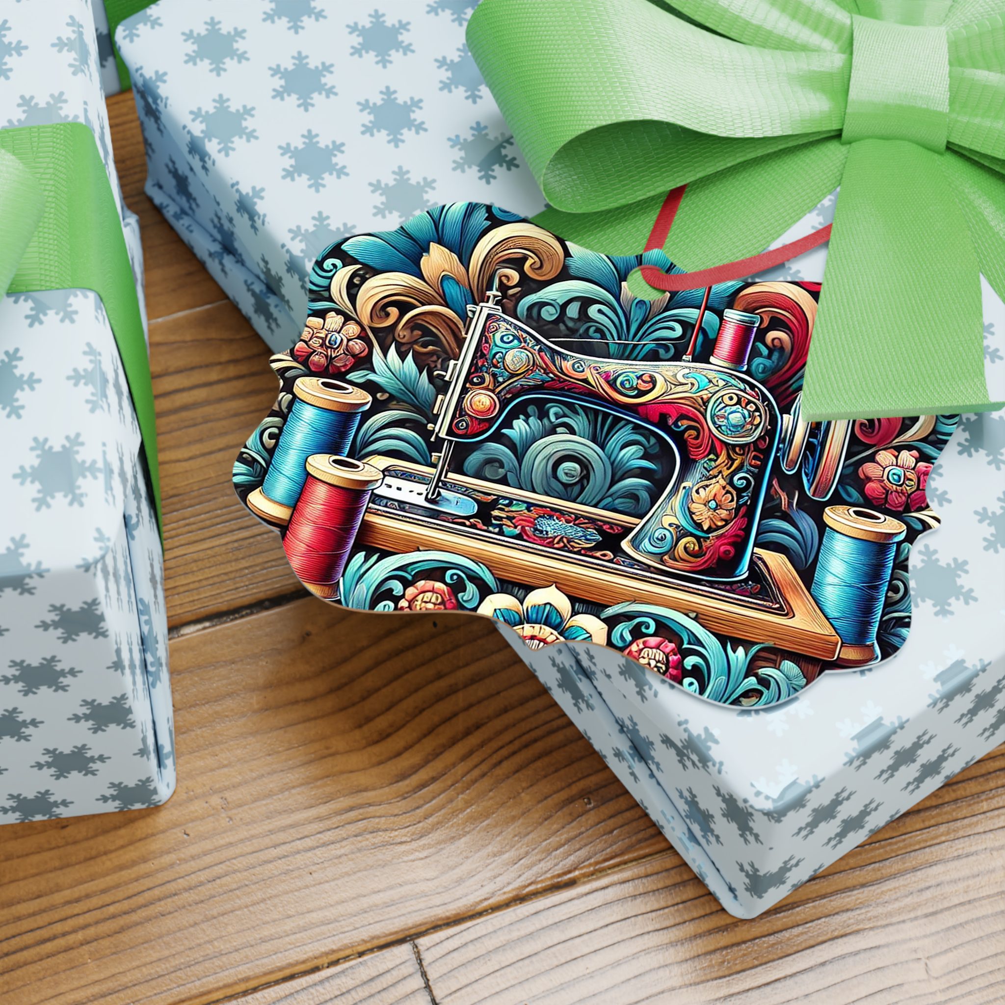 Sewing Christmas Hanging Ornament – Colourful Vintage Sewing Machine Decoration & Gift for Quilters and Sewing Lovers - Image 4