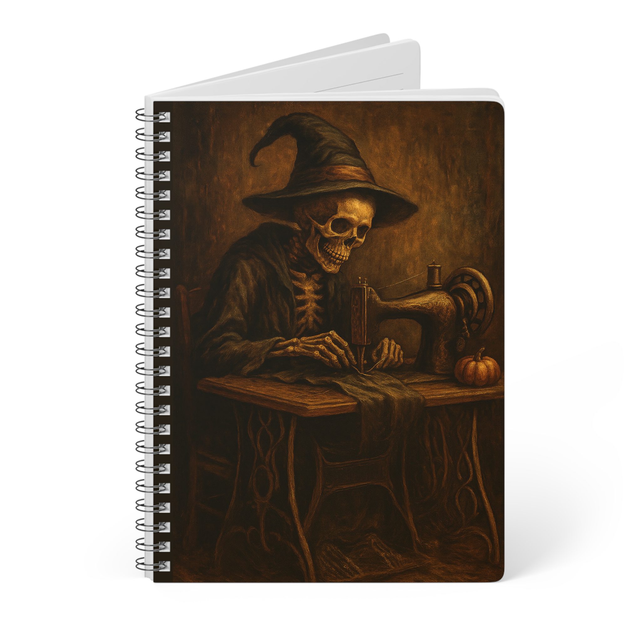 Gothic Skeleton Sewing Machine Halloween Notebook - Creepy Quilter Gift - Image 3
