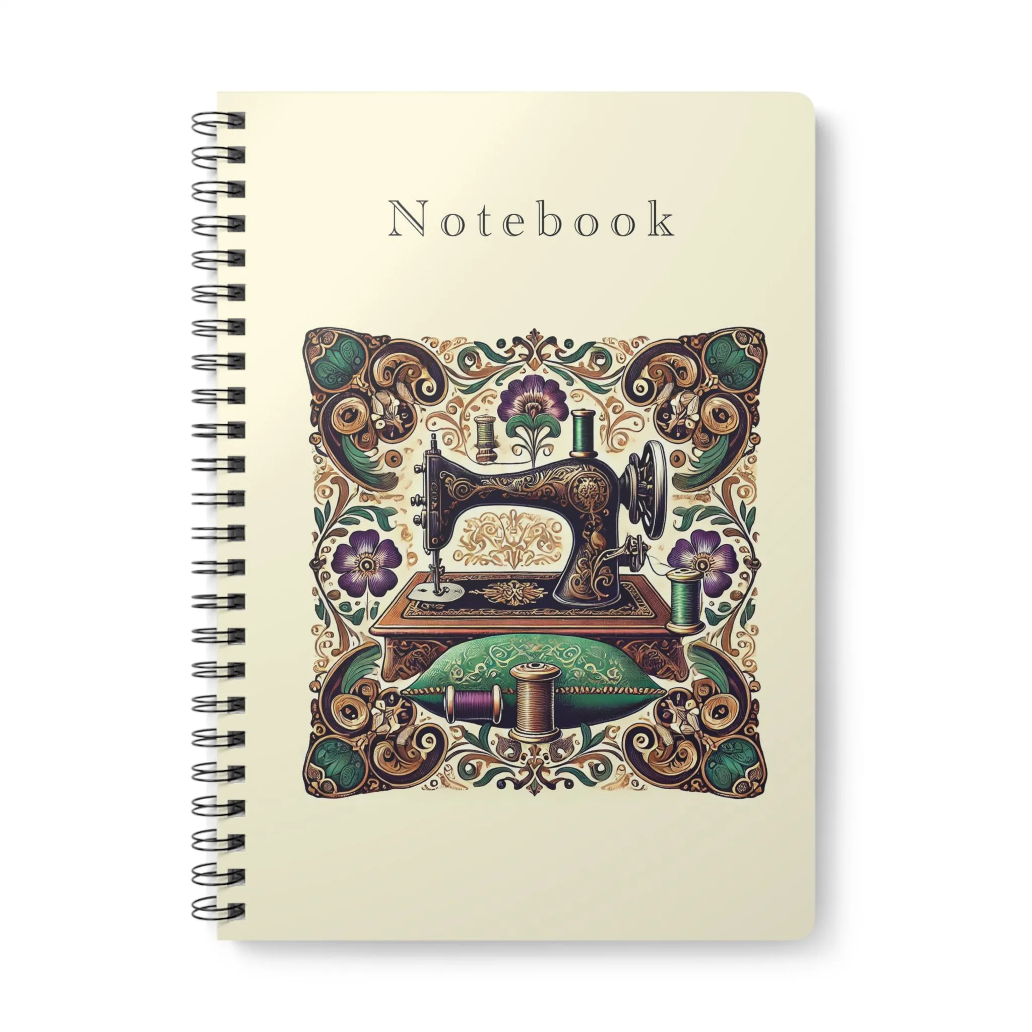 Ornate Floral Sewing Machine – Vintage Sewing Notebook by T Larkin