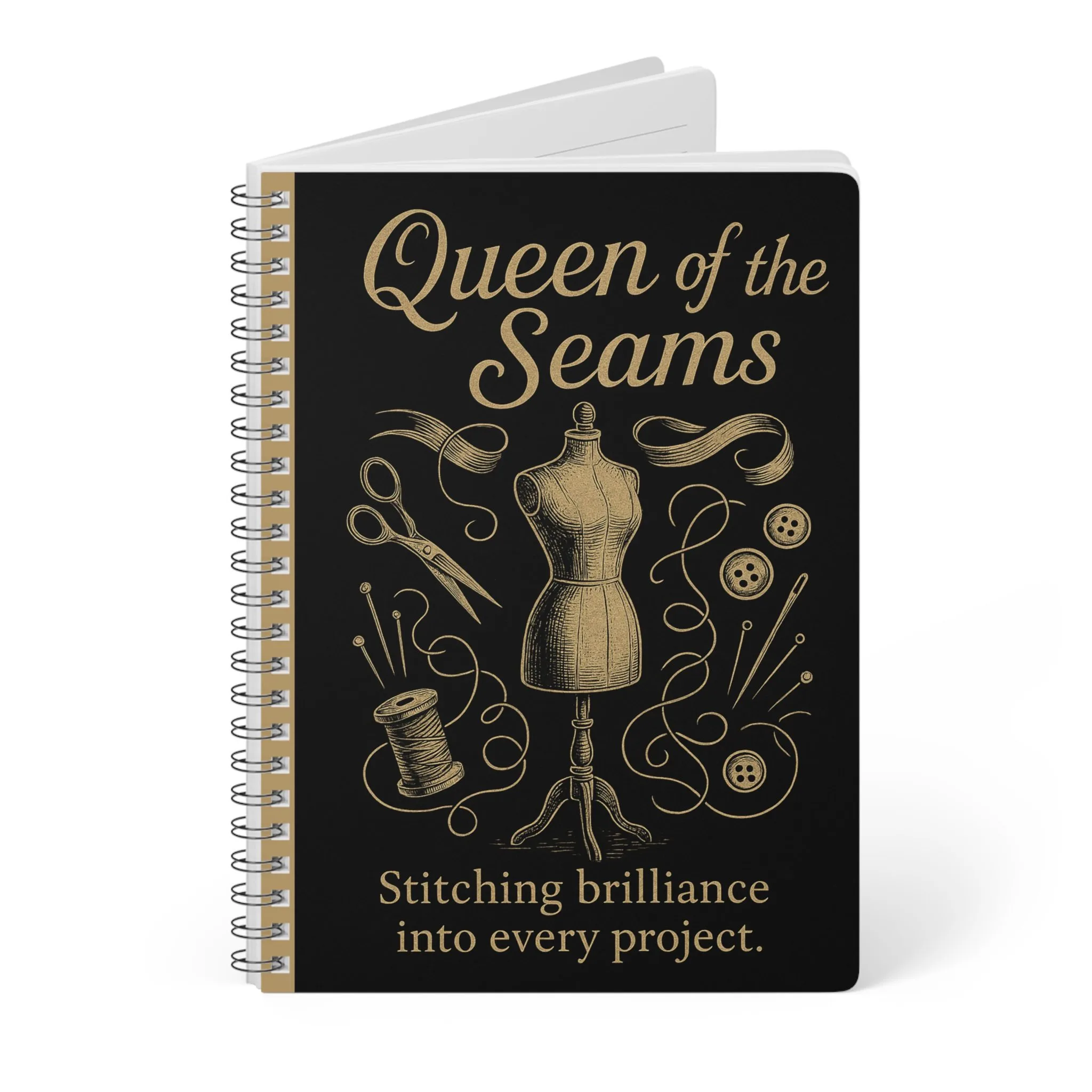 Sewing Journal - Queen of the Seams Notebook - Gift for Quilters and Sewing Lovers - Image 3