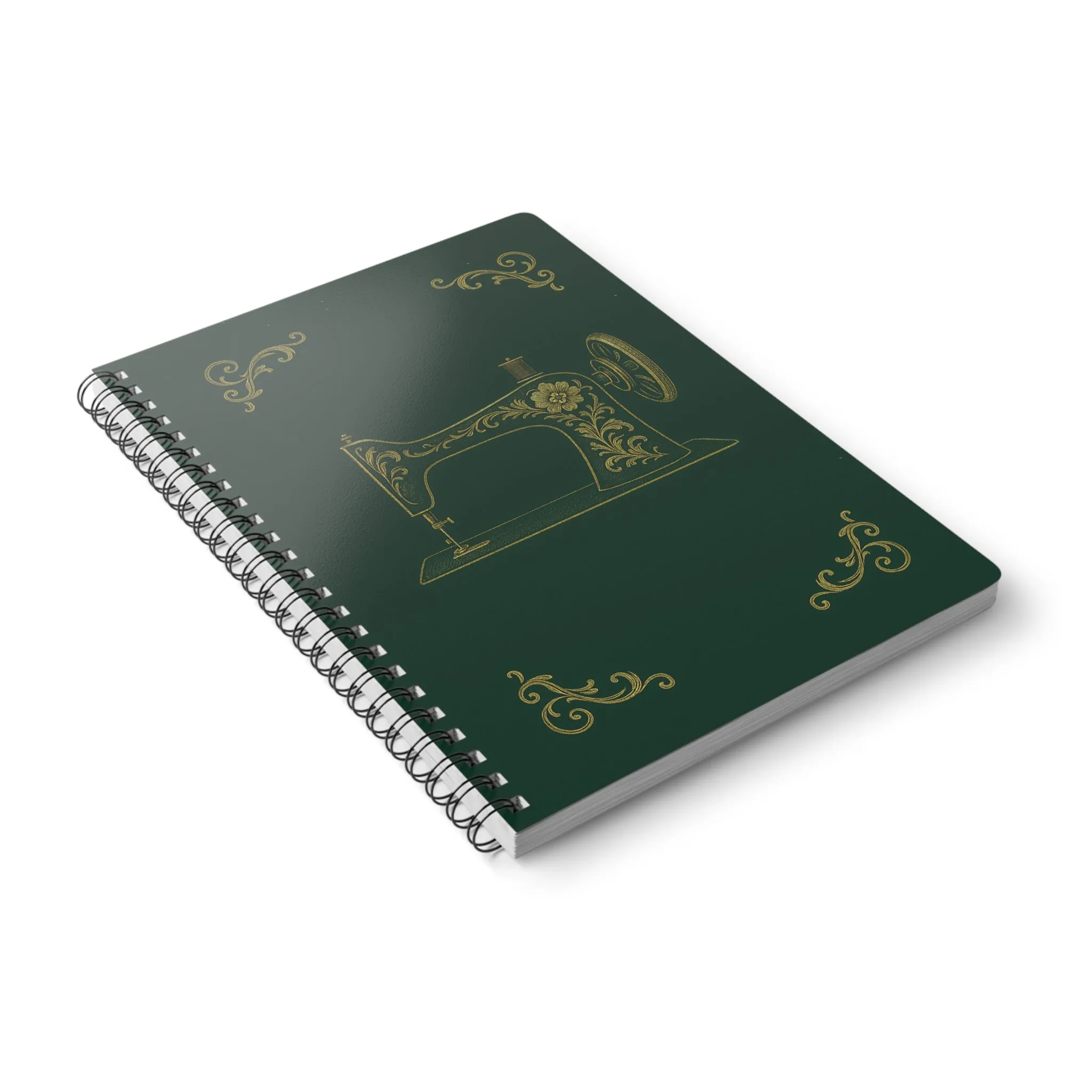 Sewing Journal - Classic Green and Gold Vintage Sewing Machine Notebook - Gift for Quilters and Sewing Lovers - Image 4
