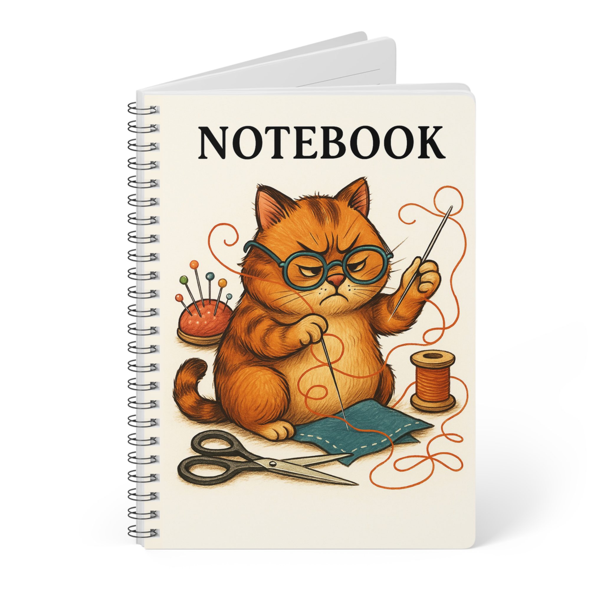 Funny Sewing Journal - Grumpy Cat Quilting Notebook - Gift for Sewists - Stitching Mood Design - Cute Sewing Humour - Image 3