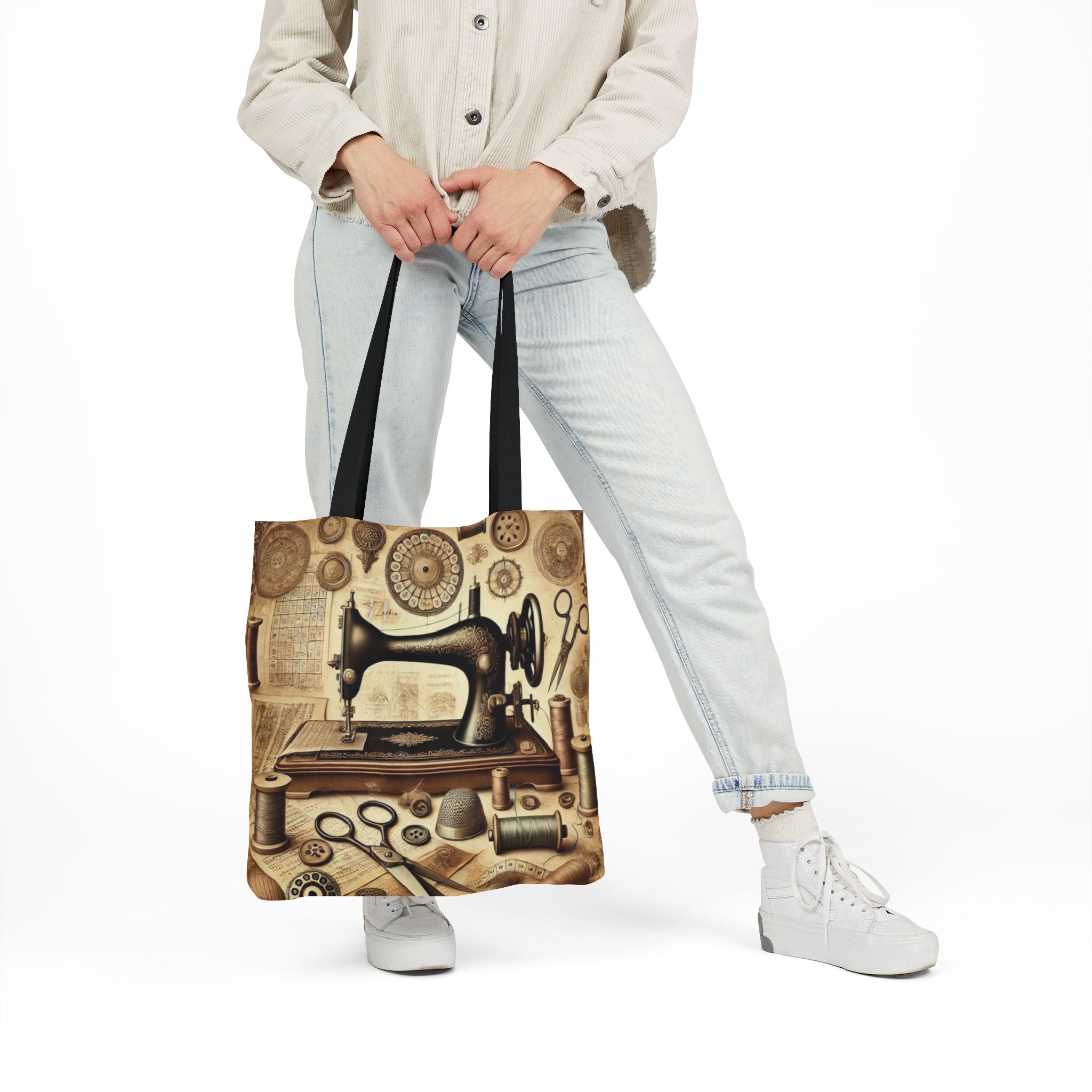 Sewing Tote Bag – Vintage Sewing Workshop Design, Gift for Quilters & Sewing Lovers - Image 3