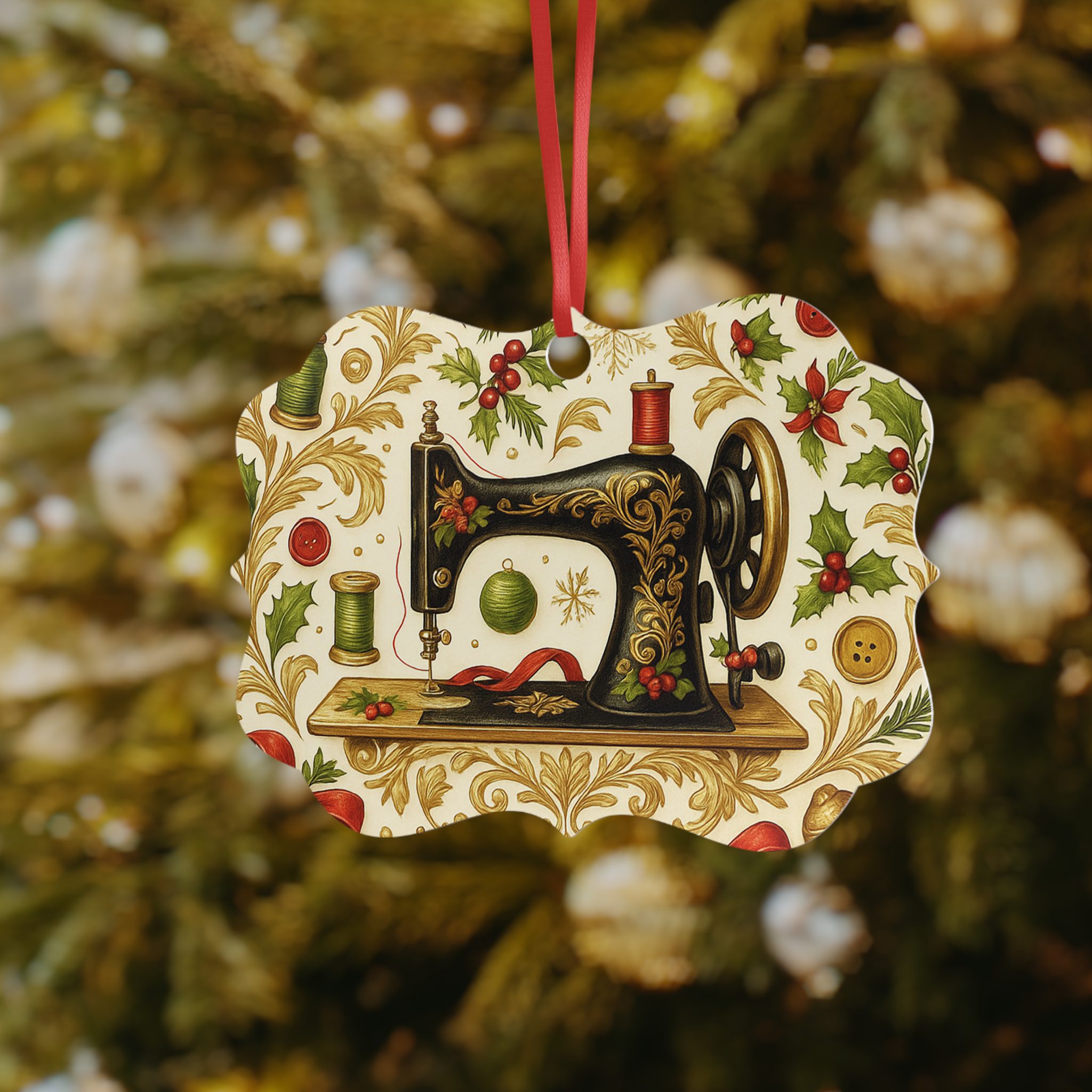 Sewing Christmas Hanging Ornament – Vintage Sewing Machine Decoration & Gift for Quilters and Sewing Lovers - Image 3