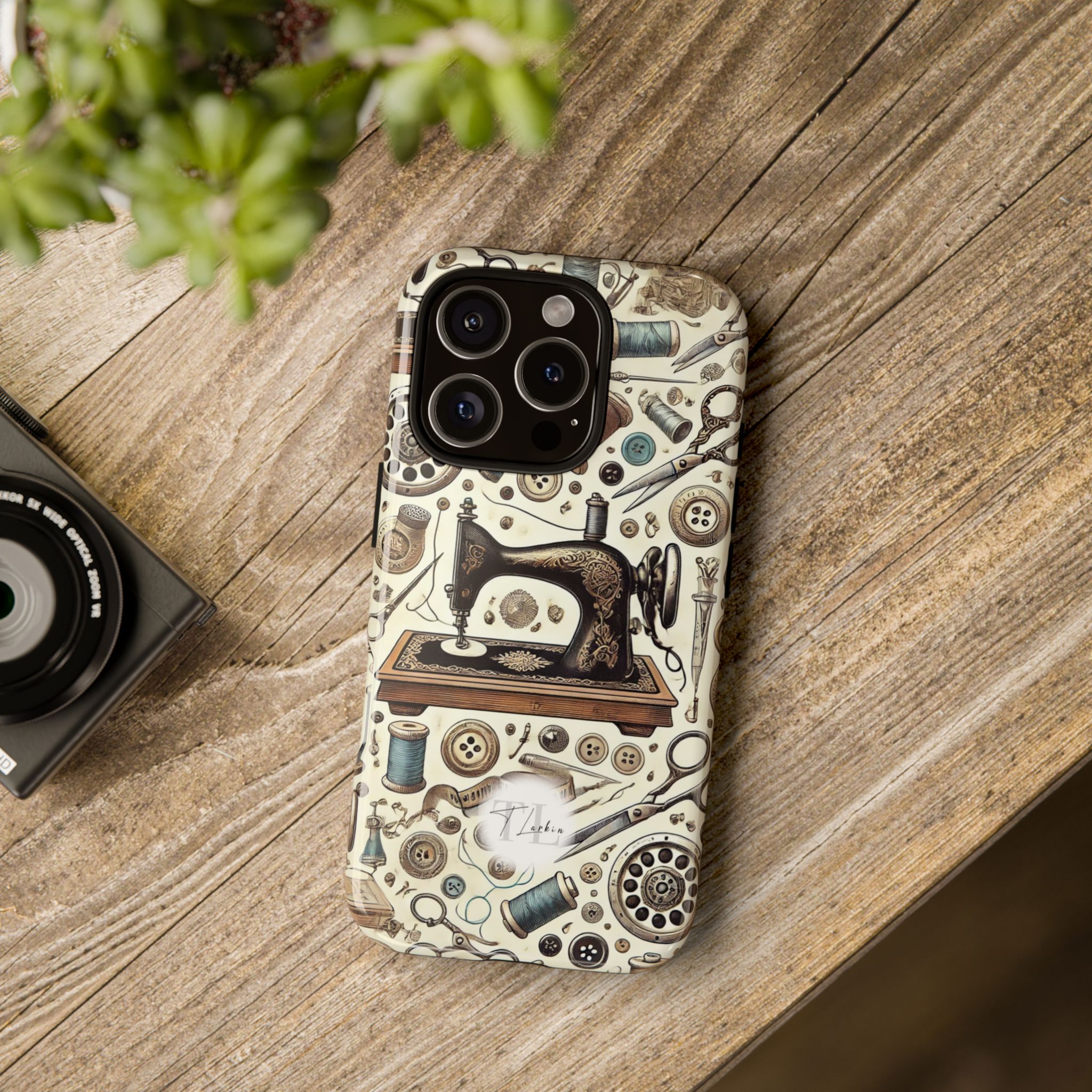 Sewing Phone Case – Vintage Sewing Tools Pattern Gift for Quilters & Crafters - Image 4