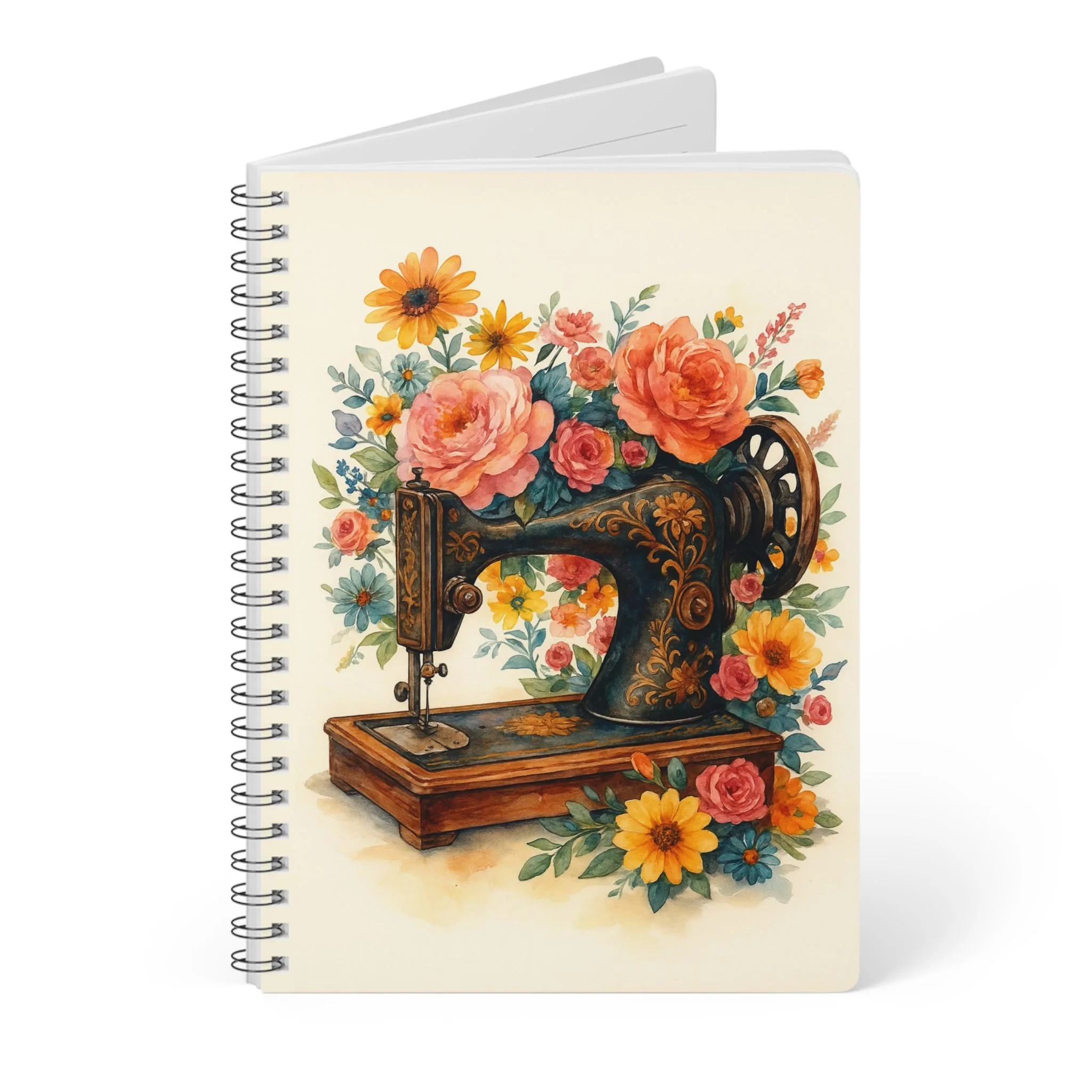 Sewing Journal - Vintage Sewing Machine with Floral Design Notebook - Gift for Quilters and Sewing Lovers - Image 3