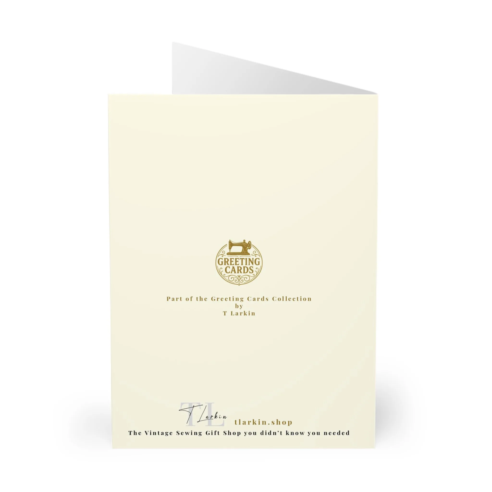 Sewing Christmas Card – Vintage Sewing Machine Wreath Design, Elegant Gift for Sewing Lovers (Pack of 5) - Image 2