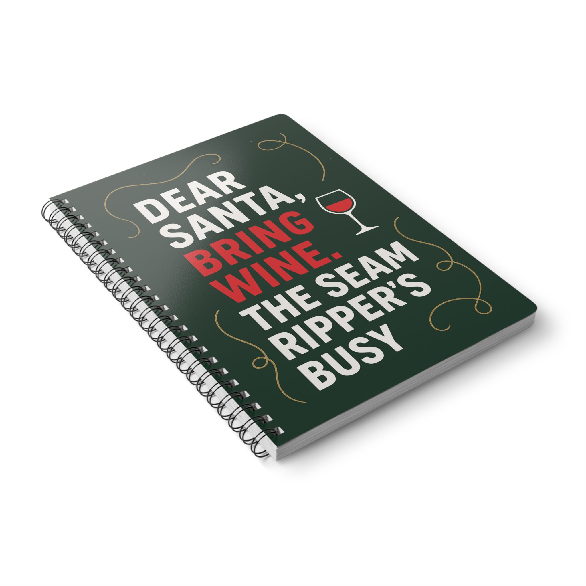 Funny Sewing Journal - Dear Santa Bring Wine Seam Ripper Christmas Notebook Gift for Quilters and Sewing Lovers - Image 4