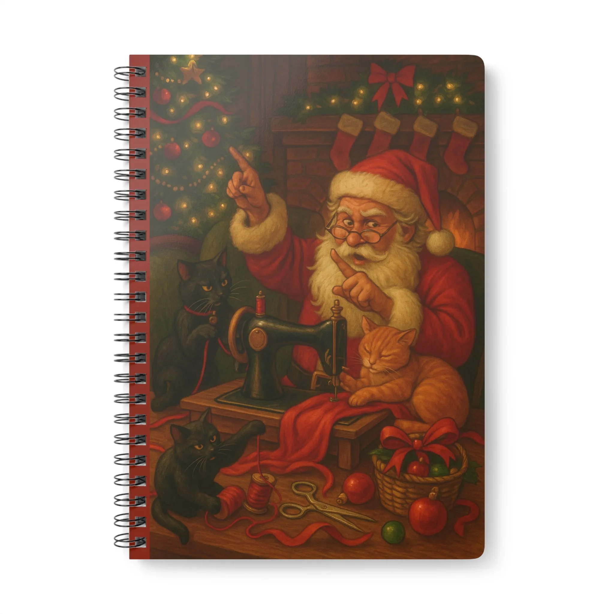 Santa and Cats – Christmas Sewing Notebook by T Larkin