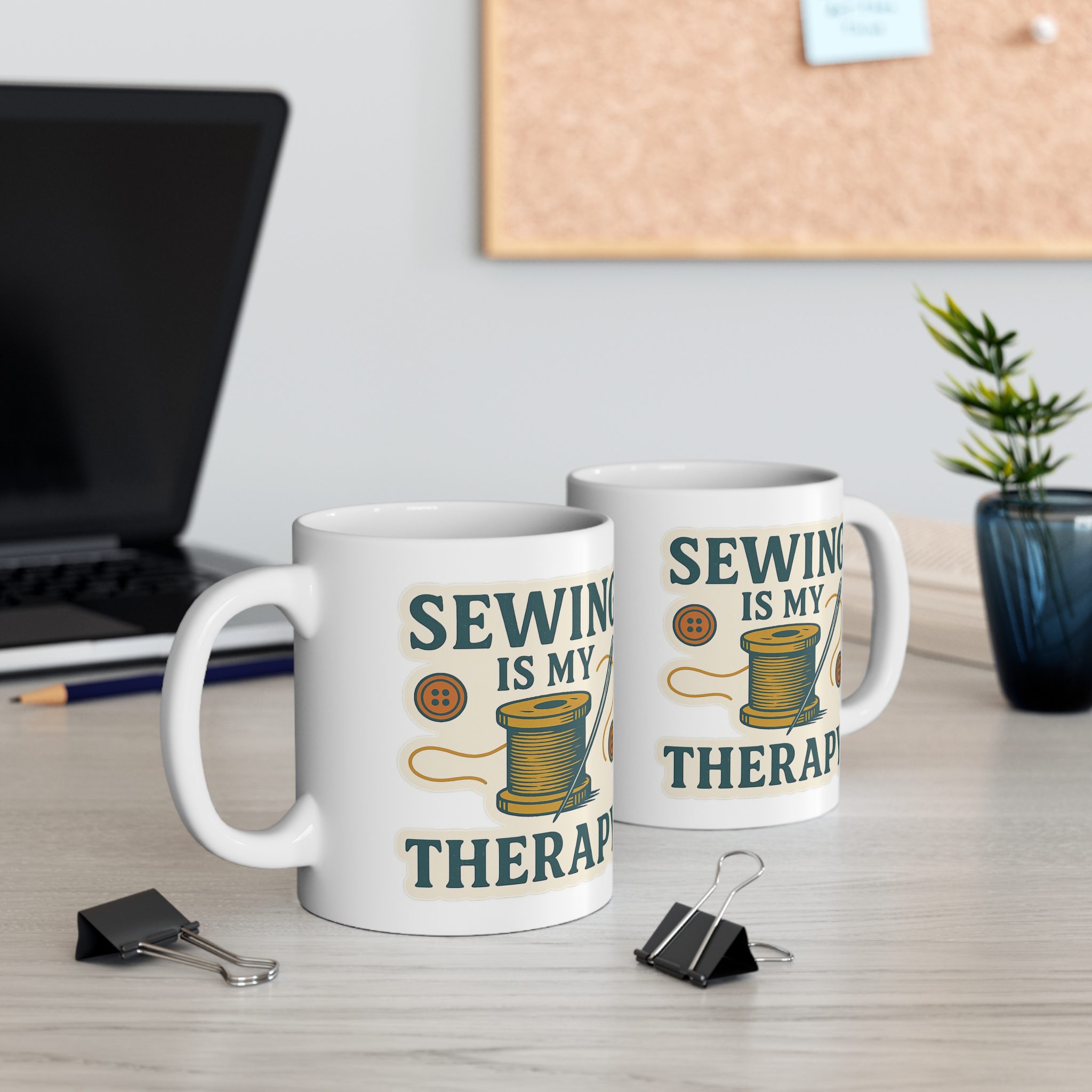 Sewing Mug – Sewing Is My Therapy, Funny Gift for Quilters & Sewing Lovers - Image 4