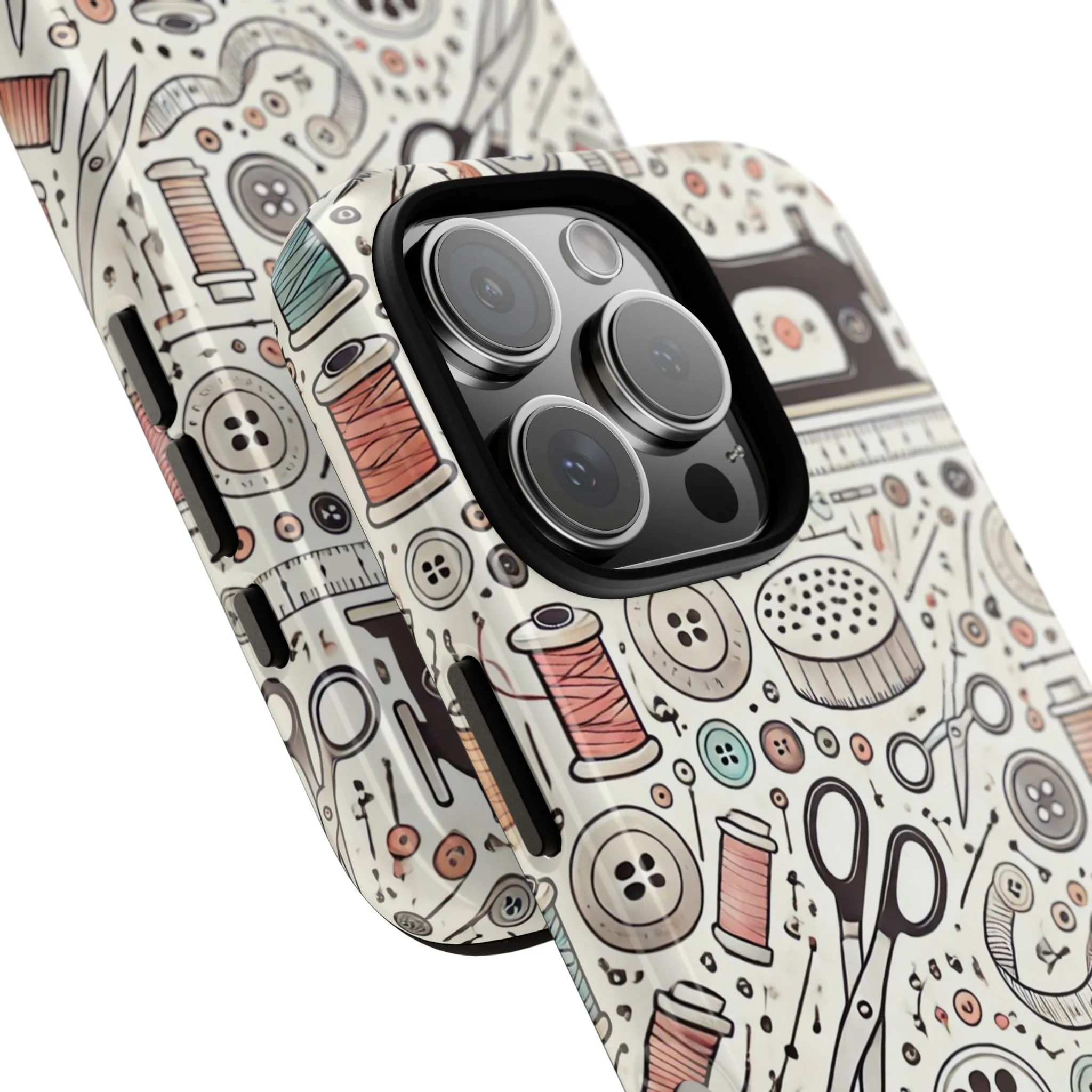 Sewing Phone Case – Colourful Sewing Tools Pattern Gift for Quilters & Crafters - Image 2