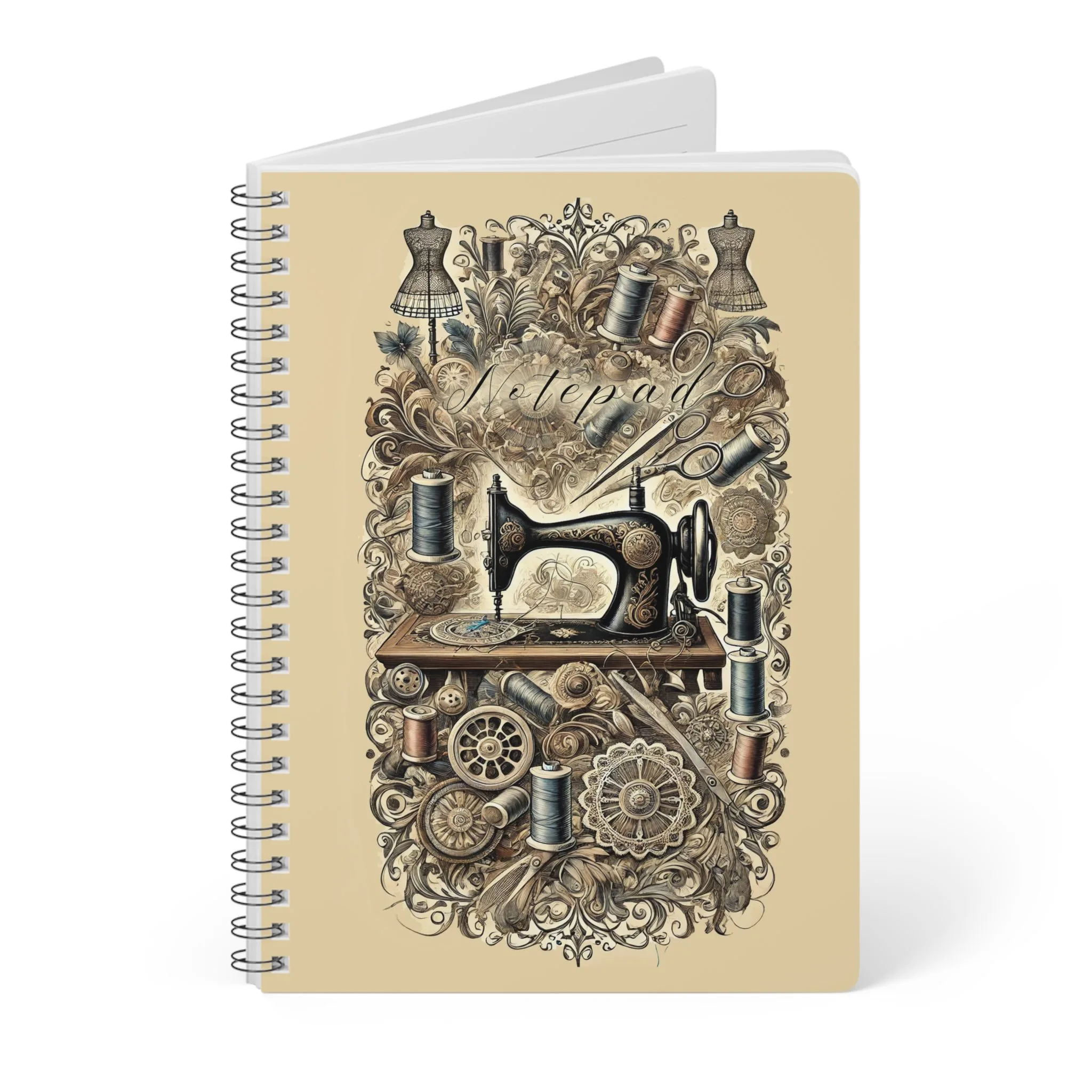 Vintage Sewing Machine Notebook - Elegant Gift for Quilters, Sewists & Makers - Image 3