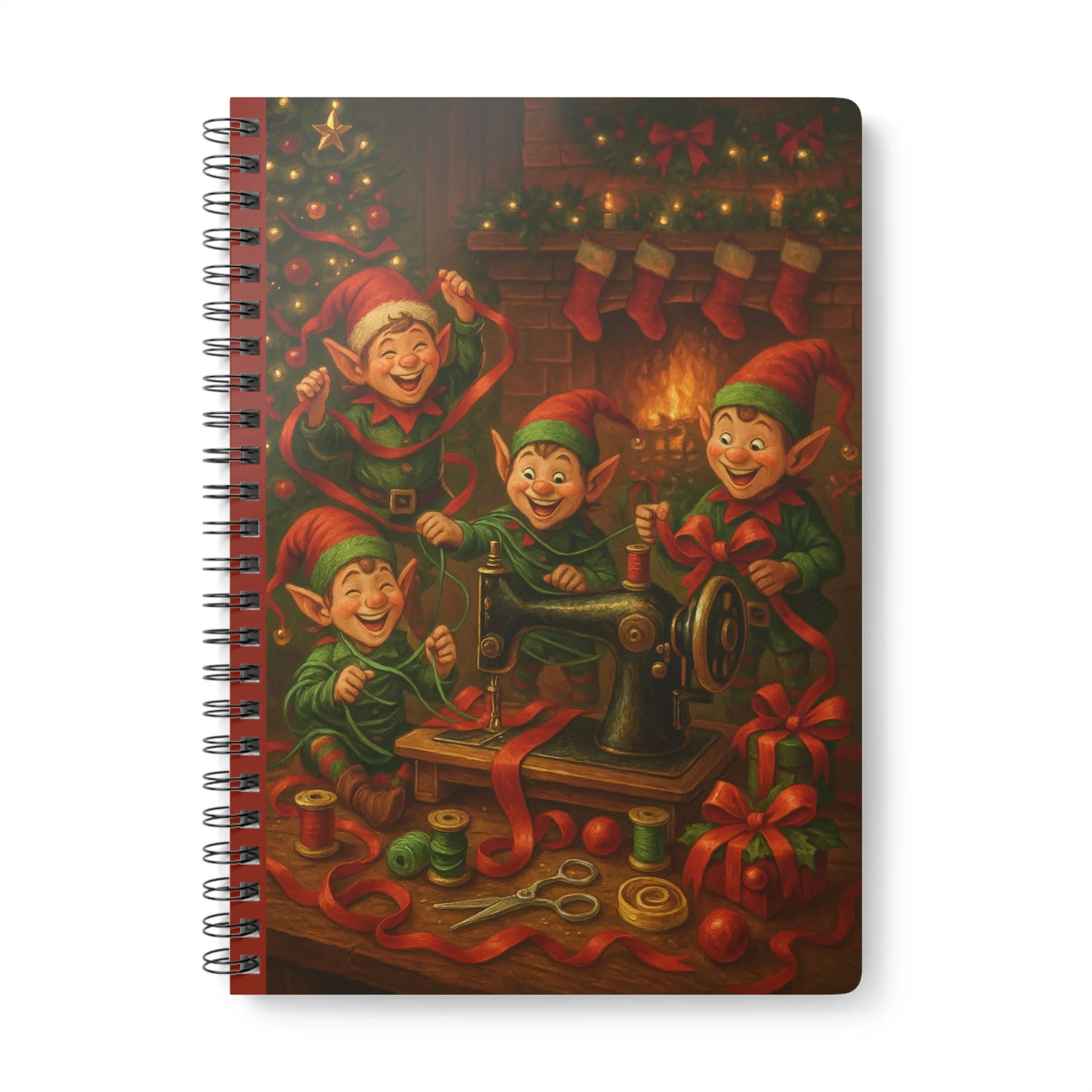 Christmas Elves Sewing Notebook by T Larkin