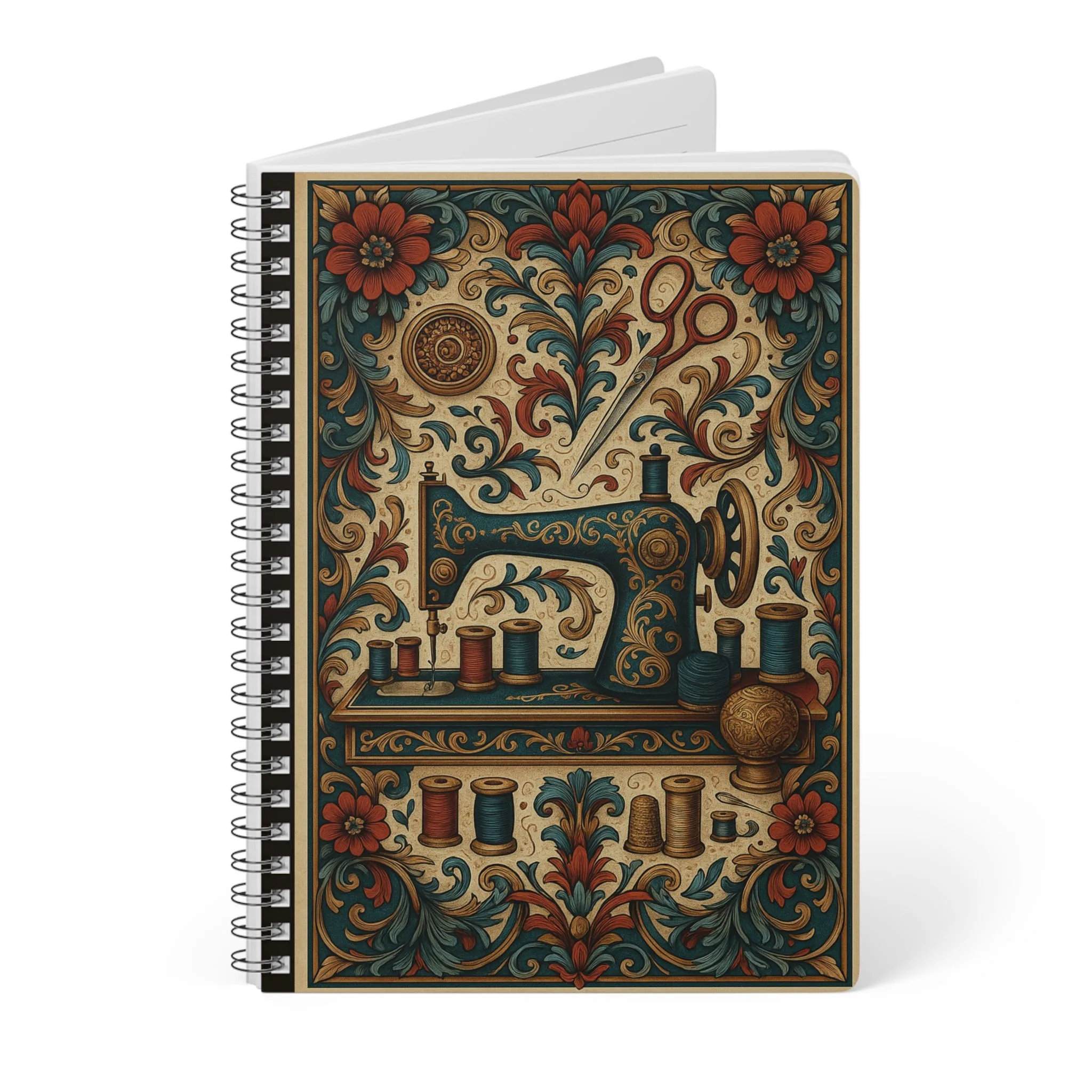 Sewing Journal - Ornate Quilting Notebook - Vintage Seamstress Gift - Decorative Sewing Machine Design - Image 3