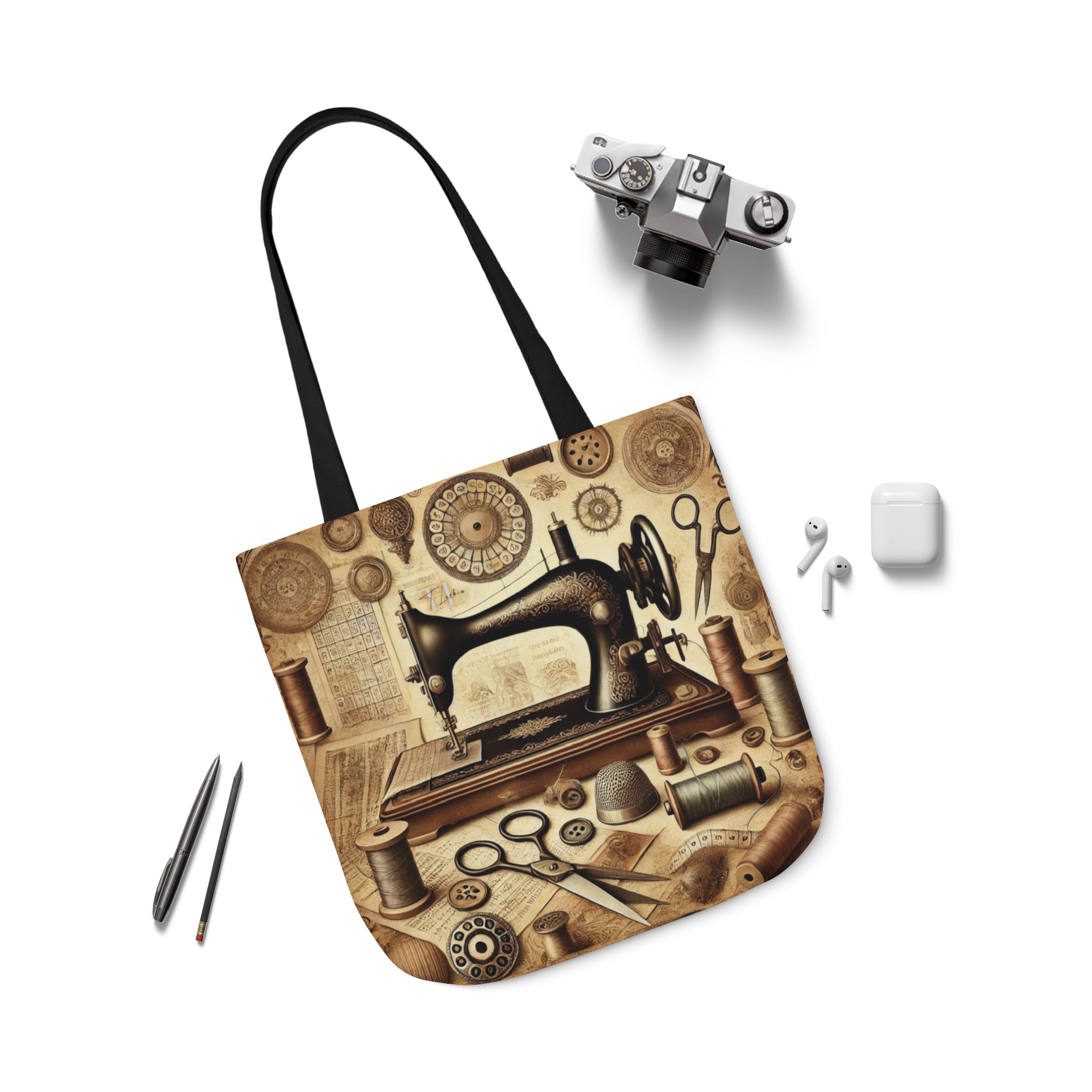 Sewing Tote Bag – Vintage Sewing Workshop Design, Gift for Quilters & Sewing Lovers - Image 2