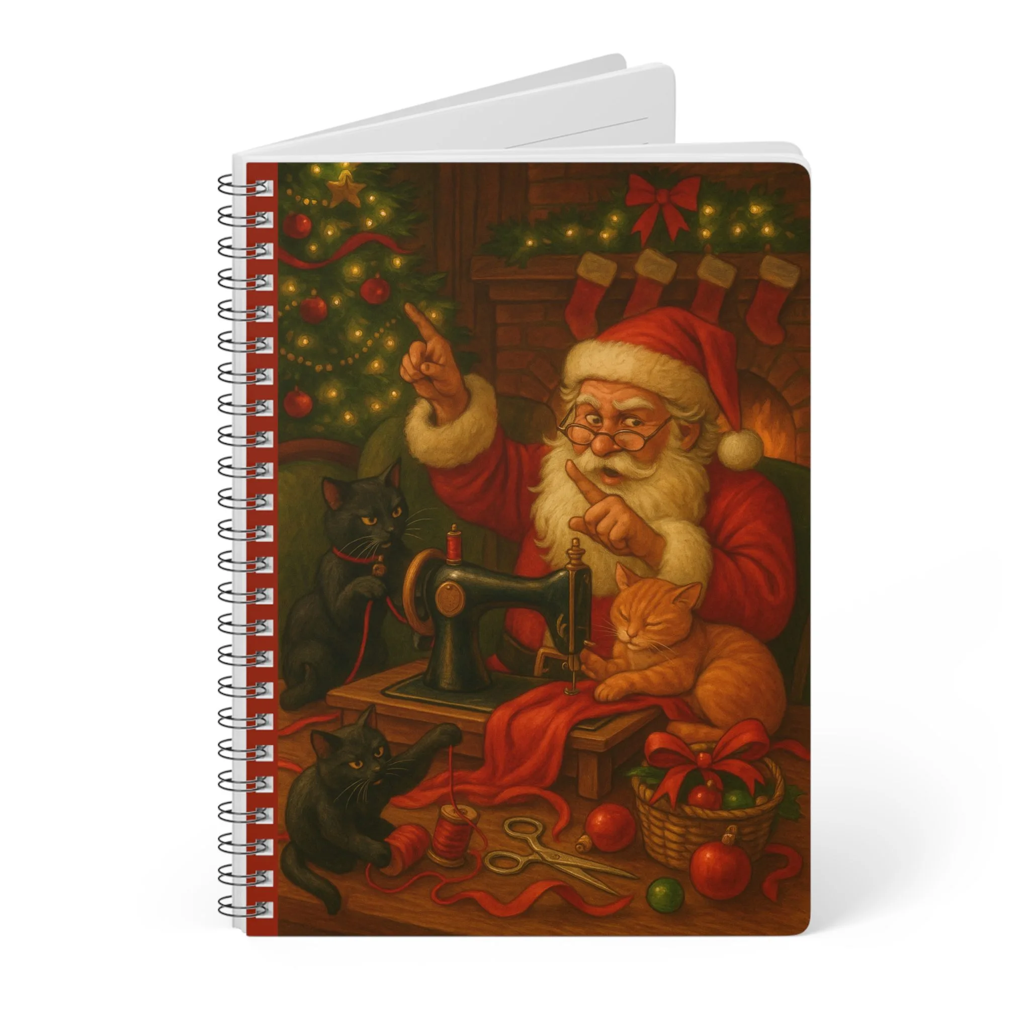 Santa and Cats Sewing Journal - Christmas Notebook Gift for Quilters and Sewing Lovers - Image 3