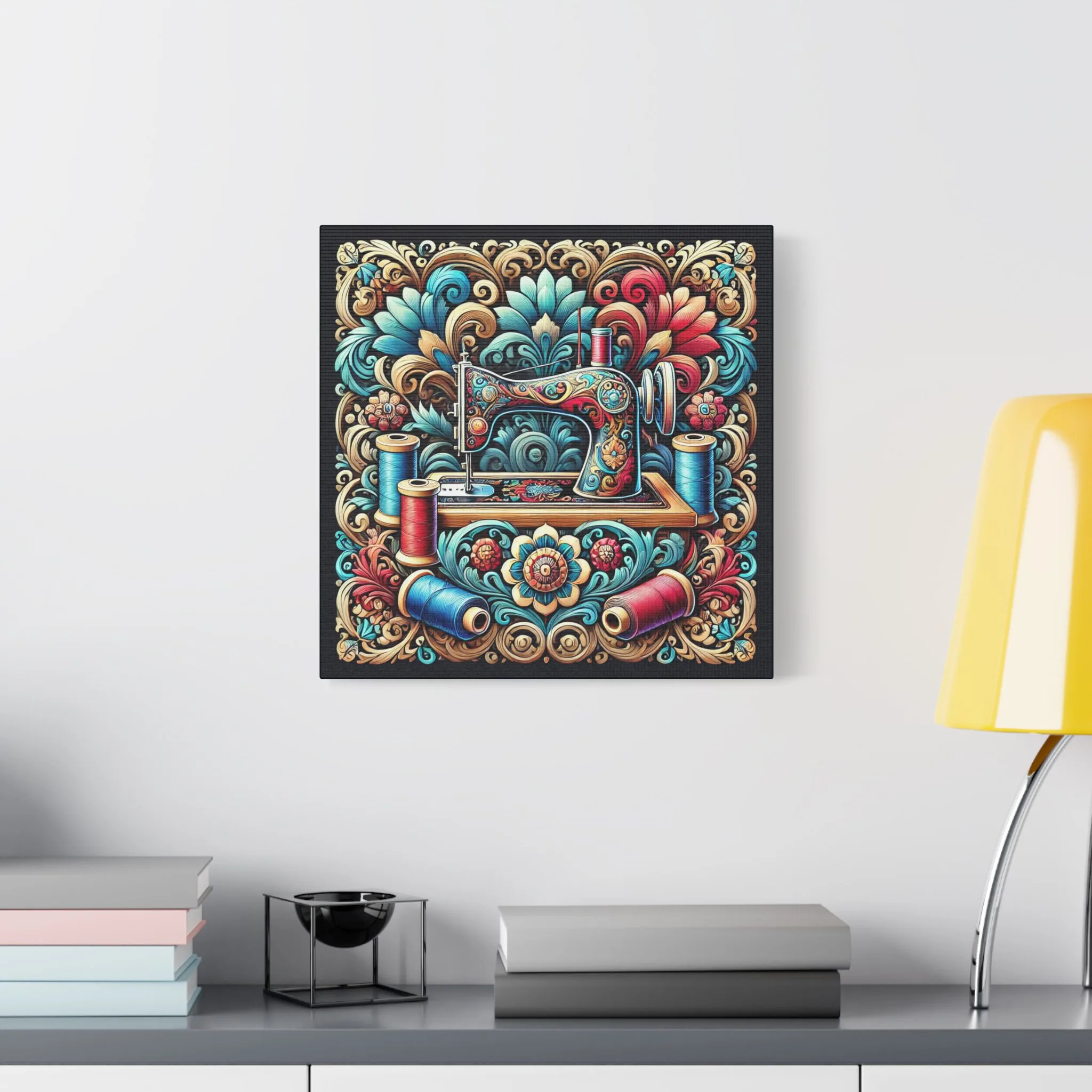 Sewing Canvas Print – Ornate Vintage Sewing Machine Art, Gift for Sewing Lovers & Quilters (16" × 16") - Image 3