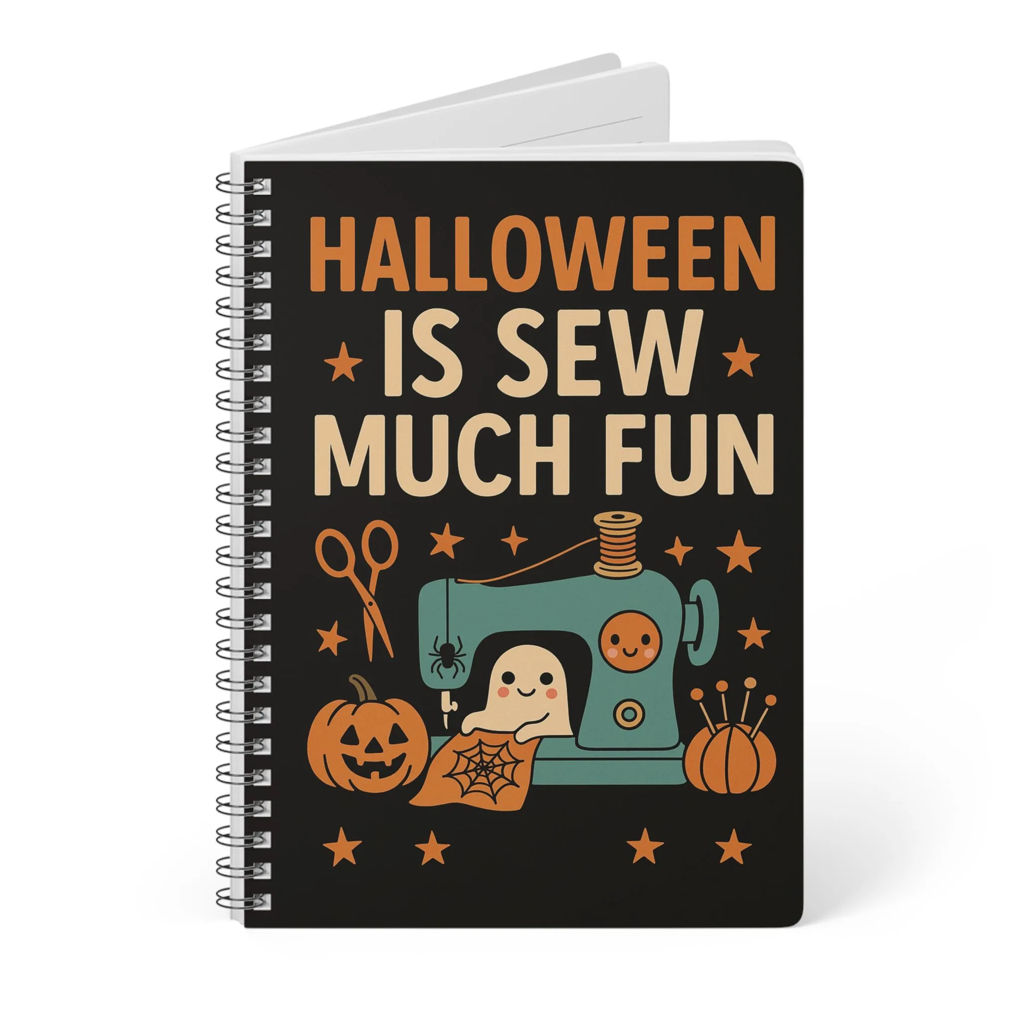 Funny Sewing Journal - Halloween Is Sew Much Fun Ghost and Pumpkin Notebook - Gift for Quilters - Image 3