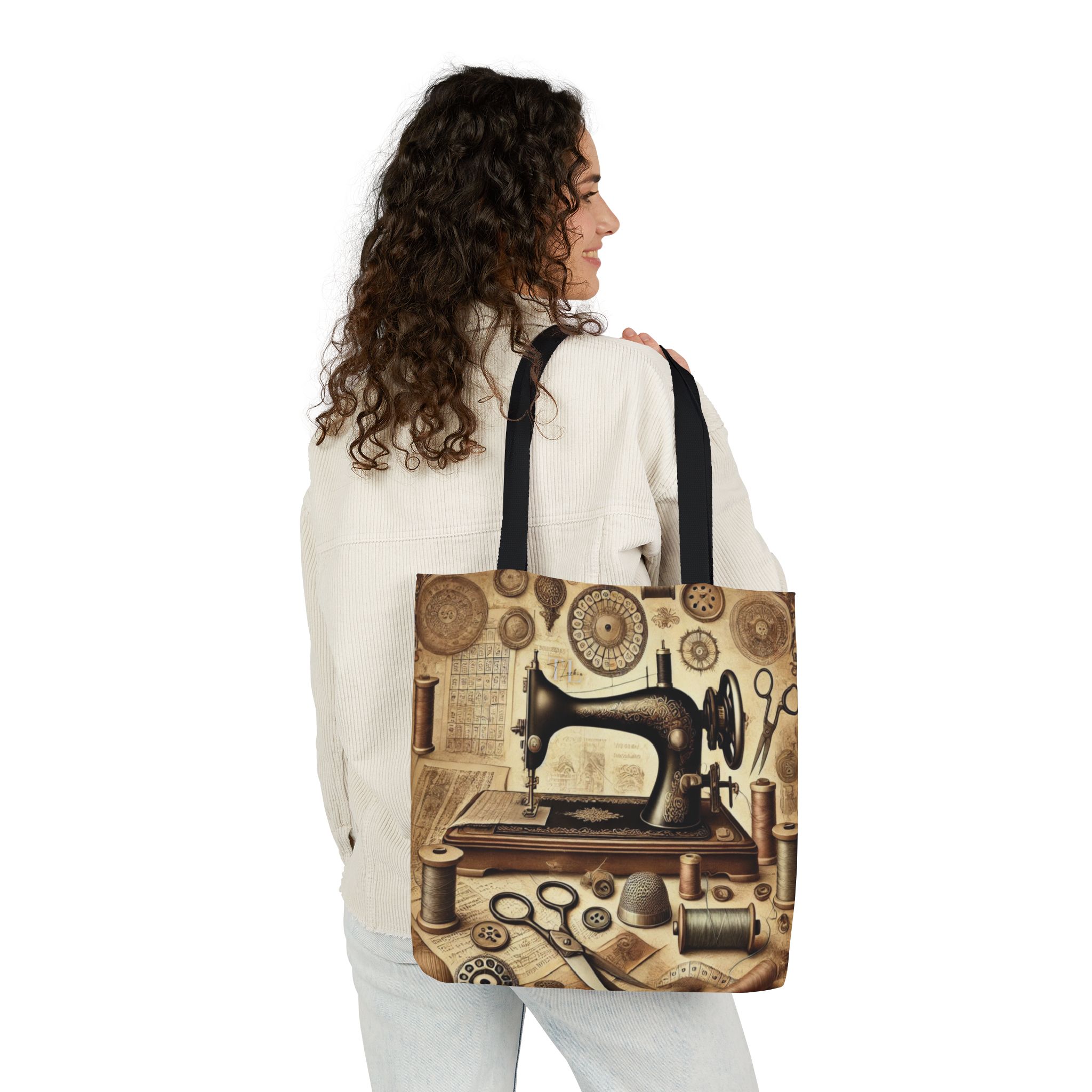 Sewing Tote Bag – Vintage Sewing Workshop Design, Gift for Quilters & Sewing Lovers - Image 4