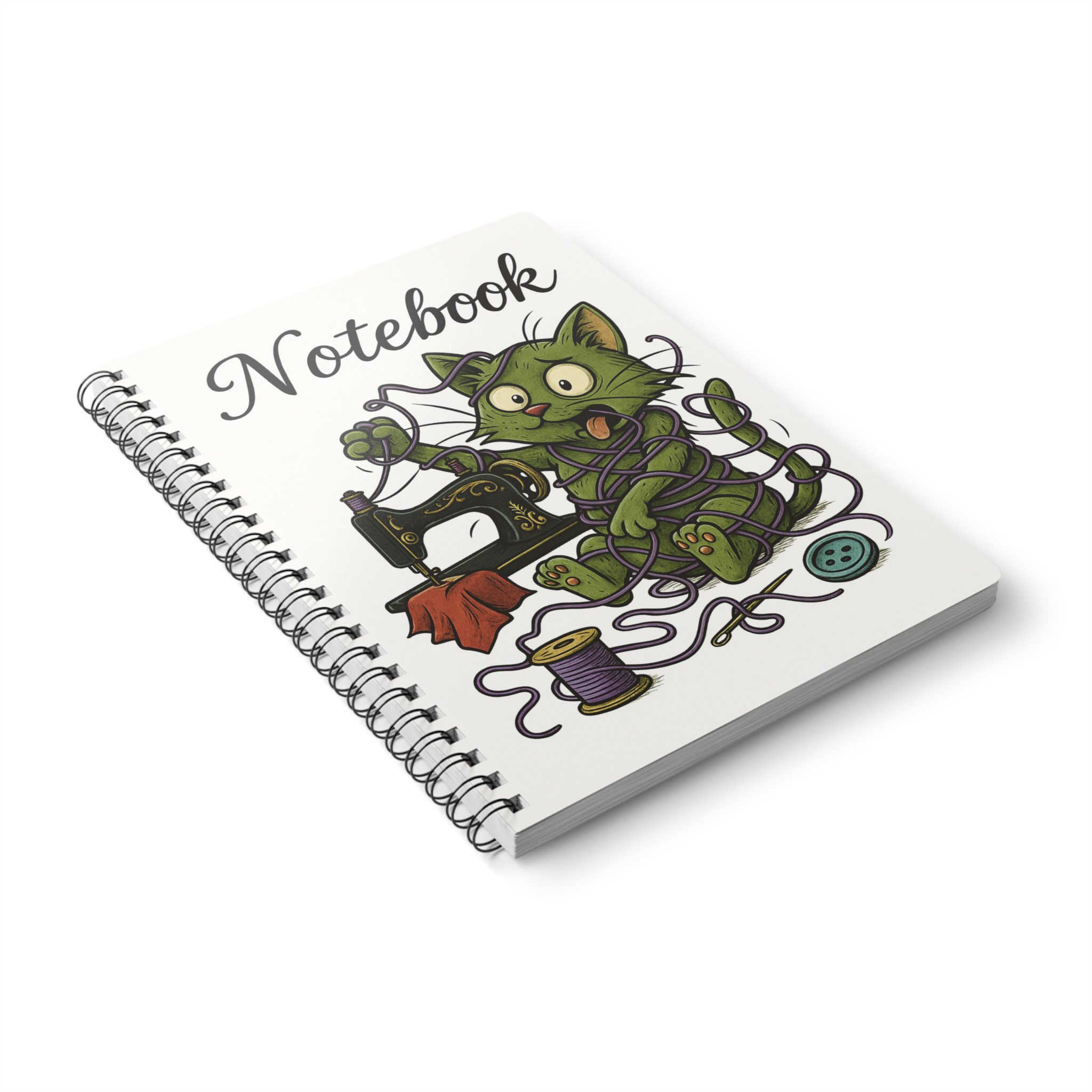 Funny Sewing Journal - Quilting Notebook with Cat - Gift for Sewists - Sewing Humor Design - Tangled Yarn Chaos - Image 4