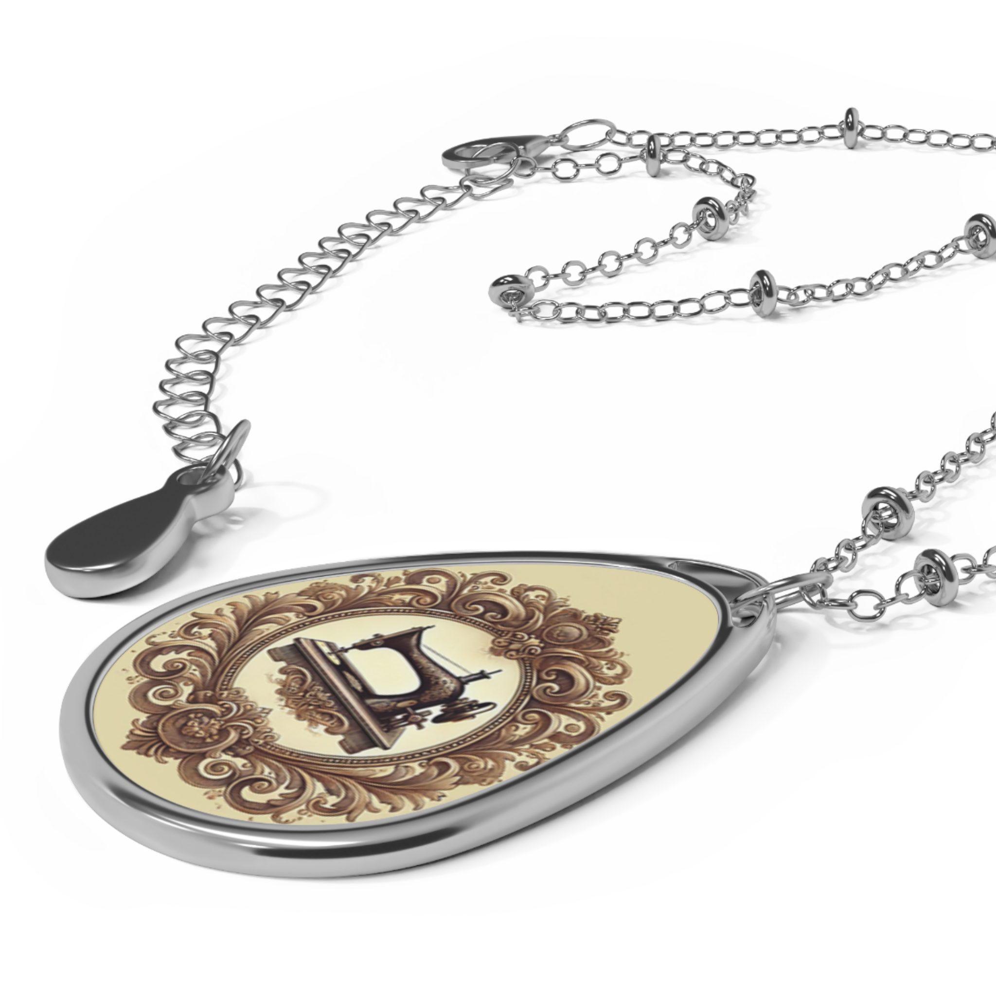 Sewing Necklace – Ornate Vintage Sewing Machine Pendant, Elegant Jewelry Gift for Quilters and Sewing Lovers - Image 3