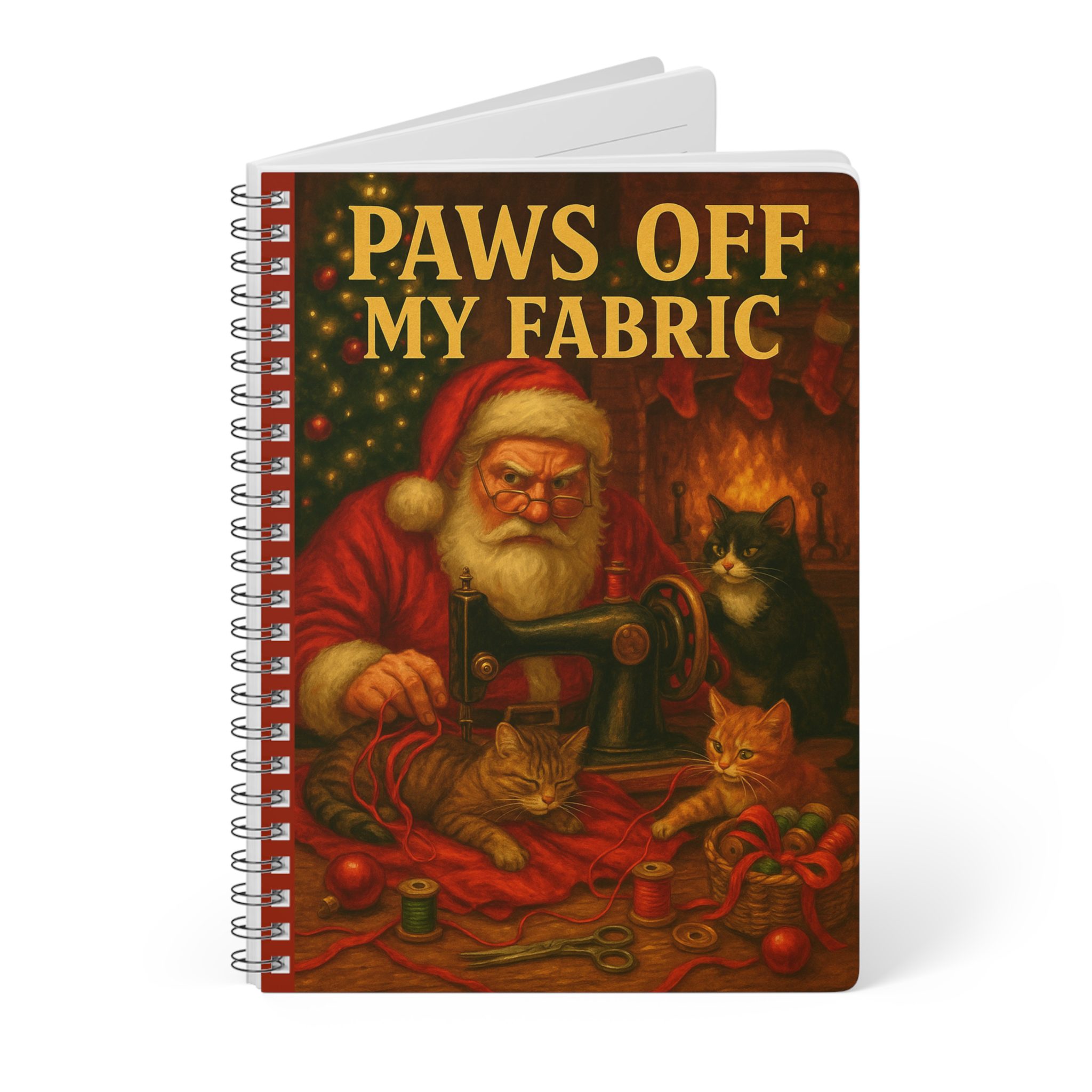Funny Sewing Journal - Paws Off My Fabric Christmas Notebook Gift for Quilters and Sewing Lovers - Image 3