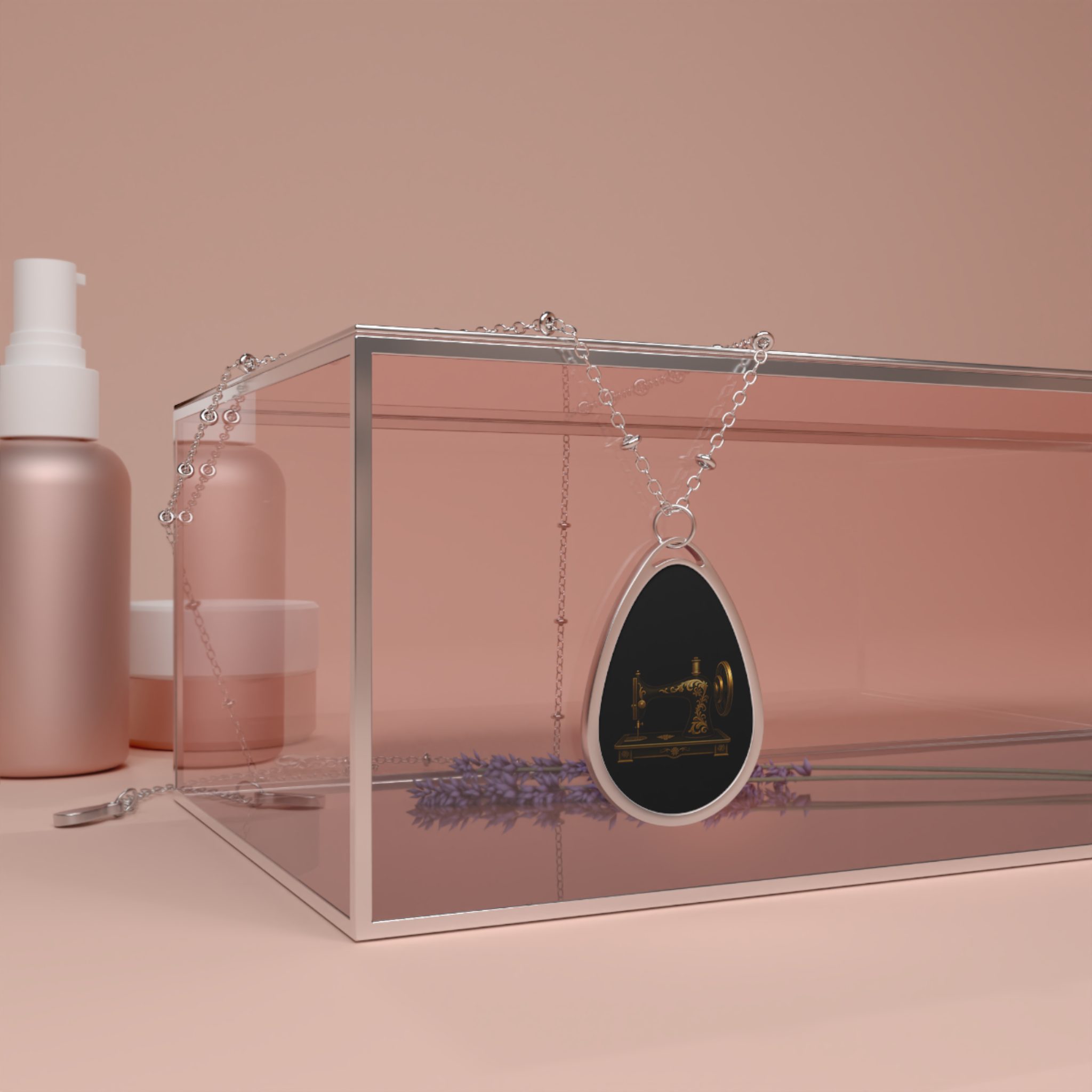 Sewing Necklace – Black & Gold Vintage Sewing Machine Pendant, Elegant Jewelry Gift for Quilters and Sewing Lovers - Image 4