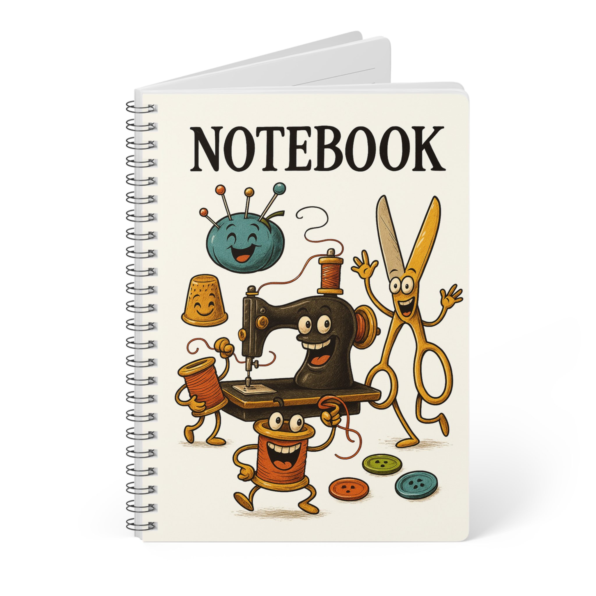 Funny Sewing Journal - Quilting Notebook with Cartoon Tools - Gift for Sewists - Sewing Humor Design - Image 3