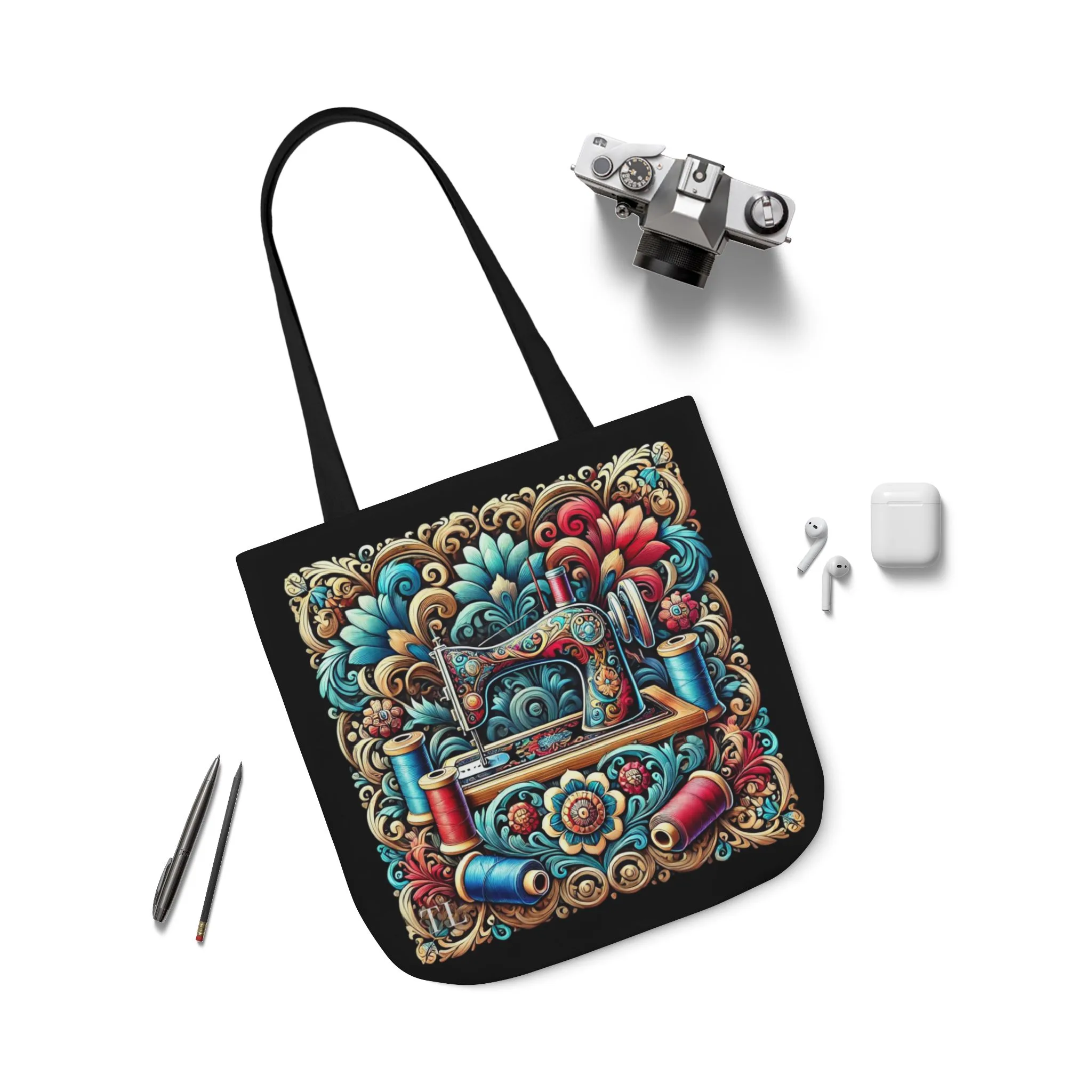 Sewing Tote Bag – A Vibrant Floral Sewing Machine Design, Gift for Quilters & Sewing Lovers - Image 2