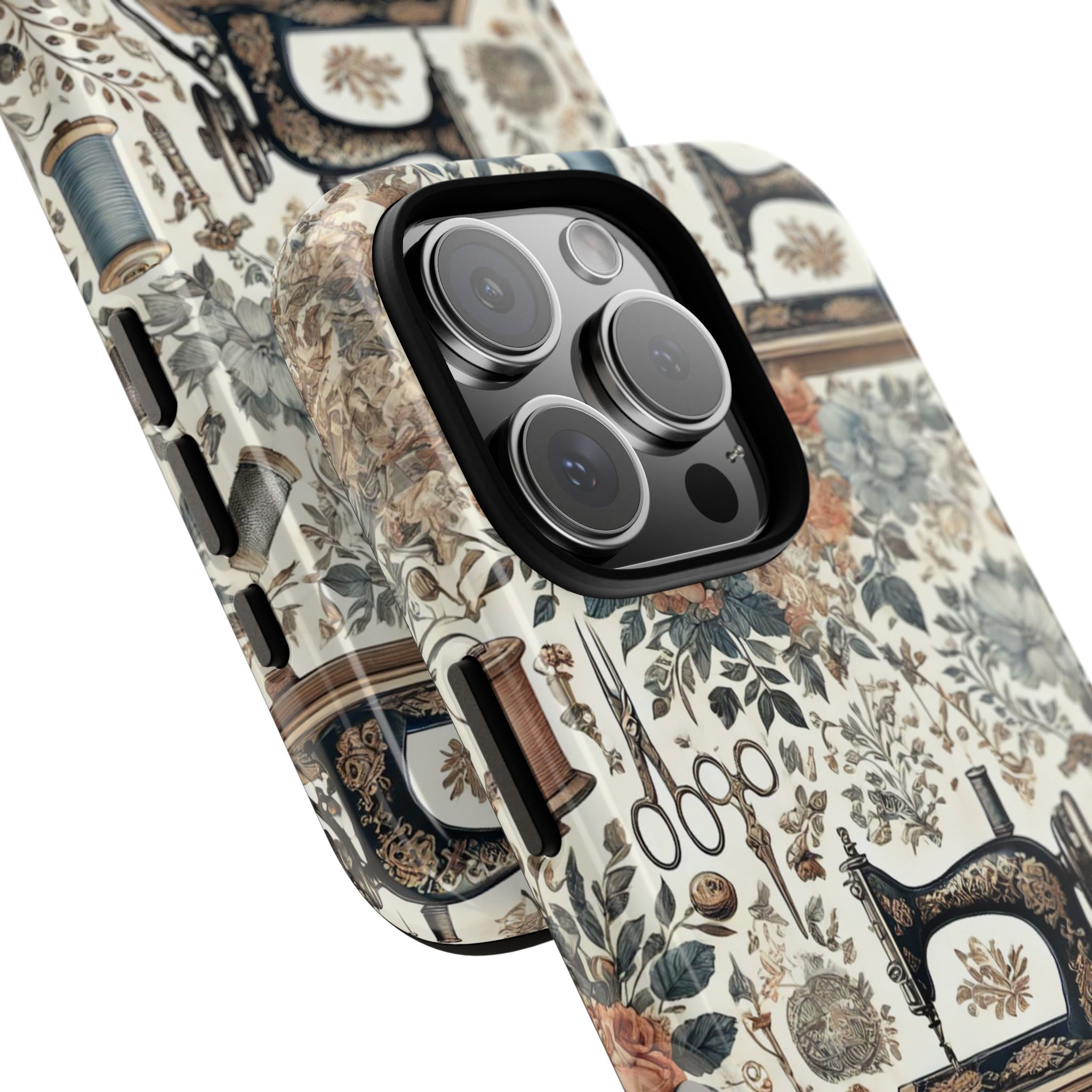 Sewing Phone Case – Vintage Floral Sewing Machine Gift for Quilters & Crafters - Image 2