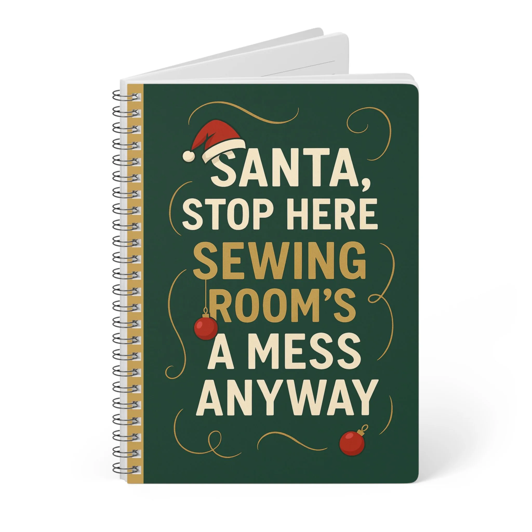Funny Sewing Journal - Santa Stop Here Sewing Room Mess Notebook Gift for Quilters - Image 3