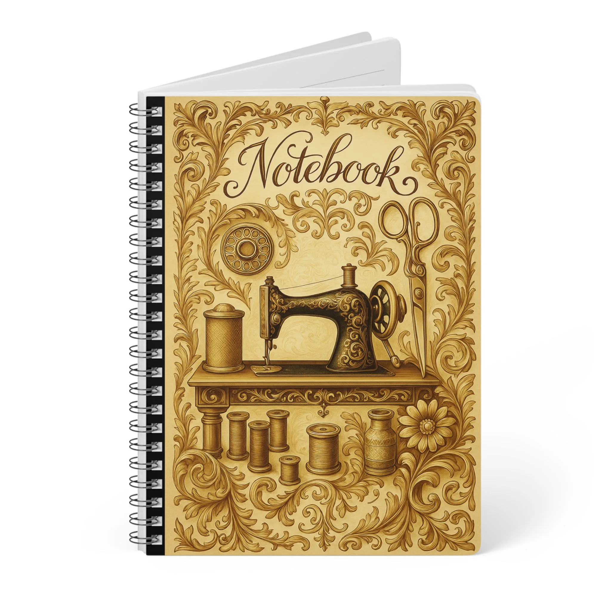 Sewing Journal - Baroque Quilting Notebook - Vintage Seamstress Gift - Ornate Sewing Machine Design - Image 3